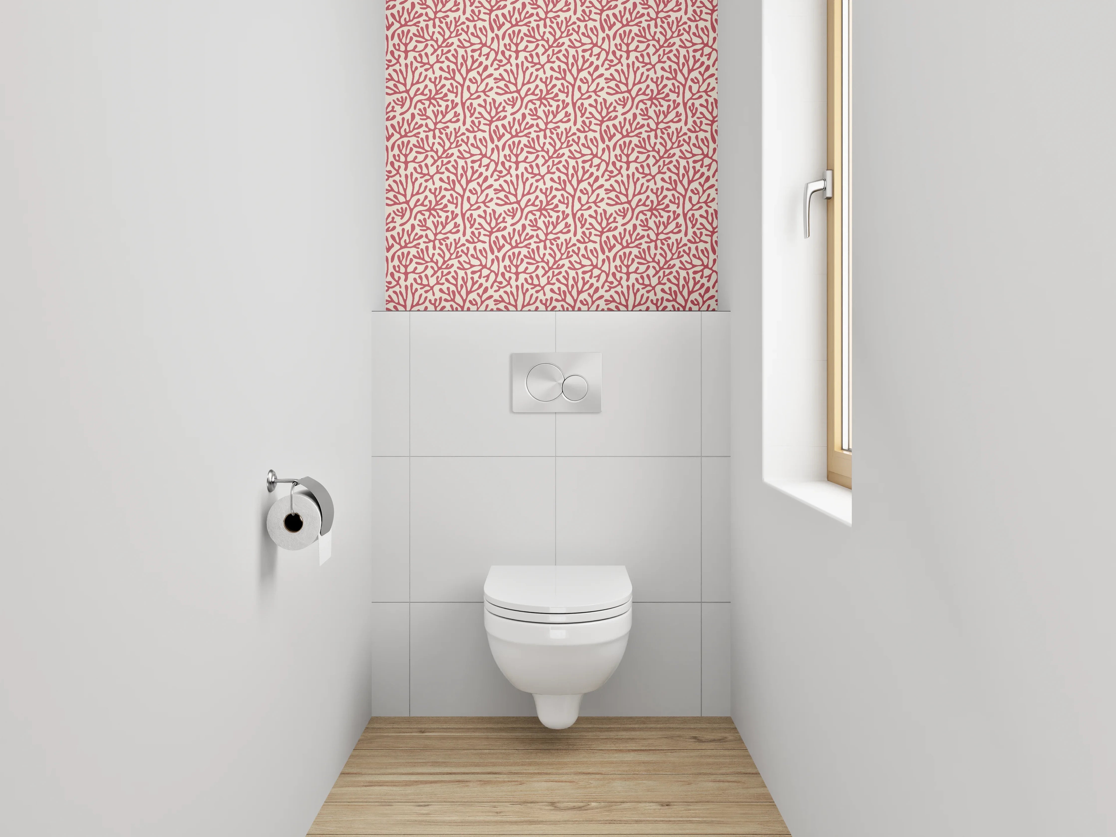 WC-Rückwand - Korallenrote Zweigstruktur Muster