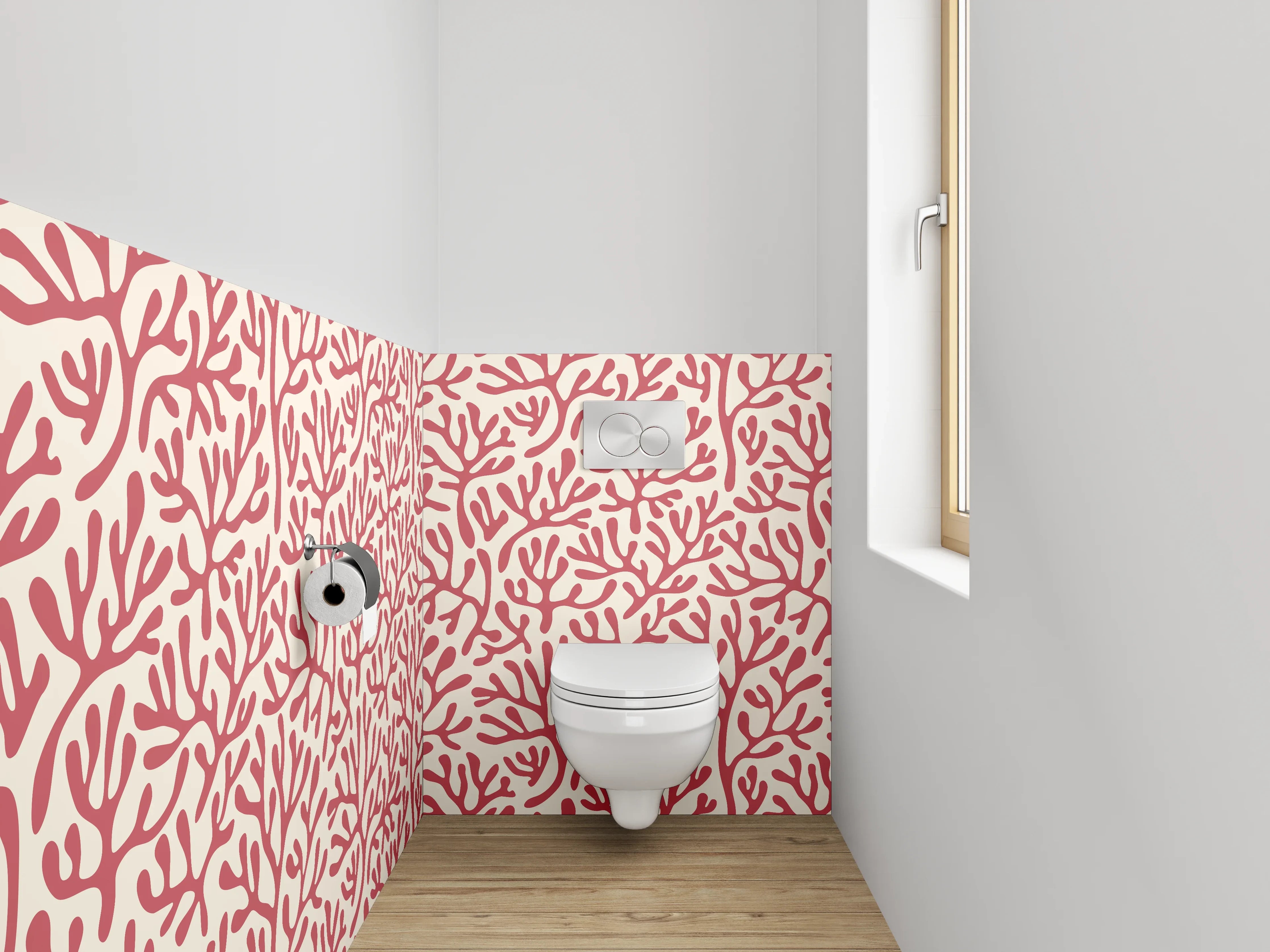 WC-Rückwand - Korallenrote Zweigstruktur Muster