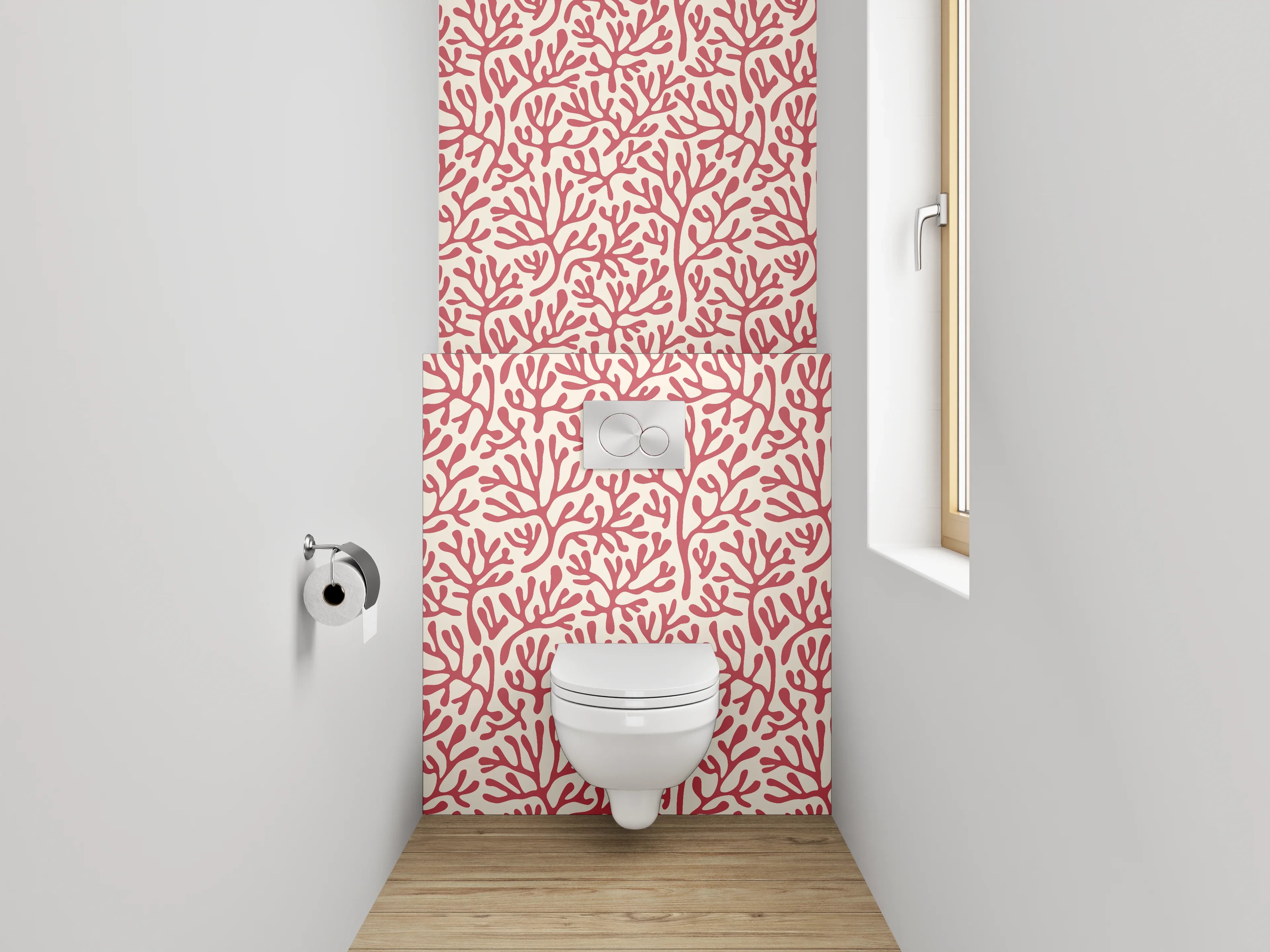 WC-Rückwand - Korallenrote Zweigstruktur Muster