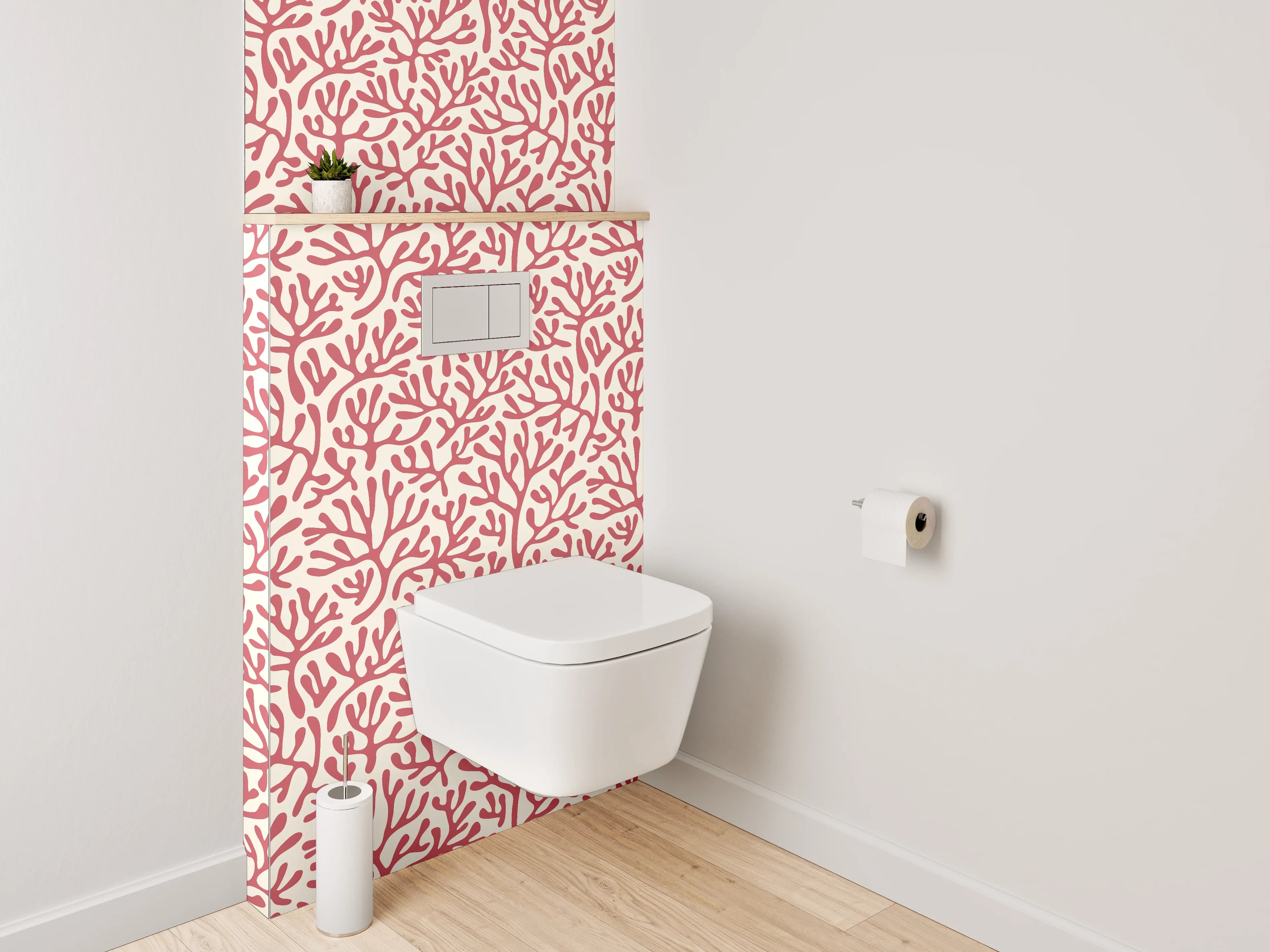 WC-Rückwand - Korallenrote Zweigstruktur Muster