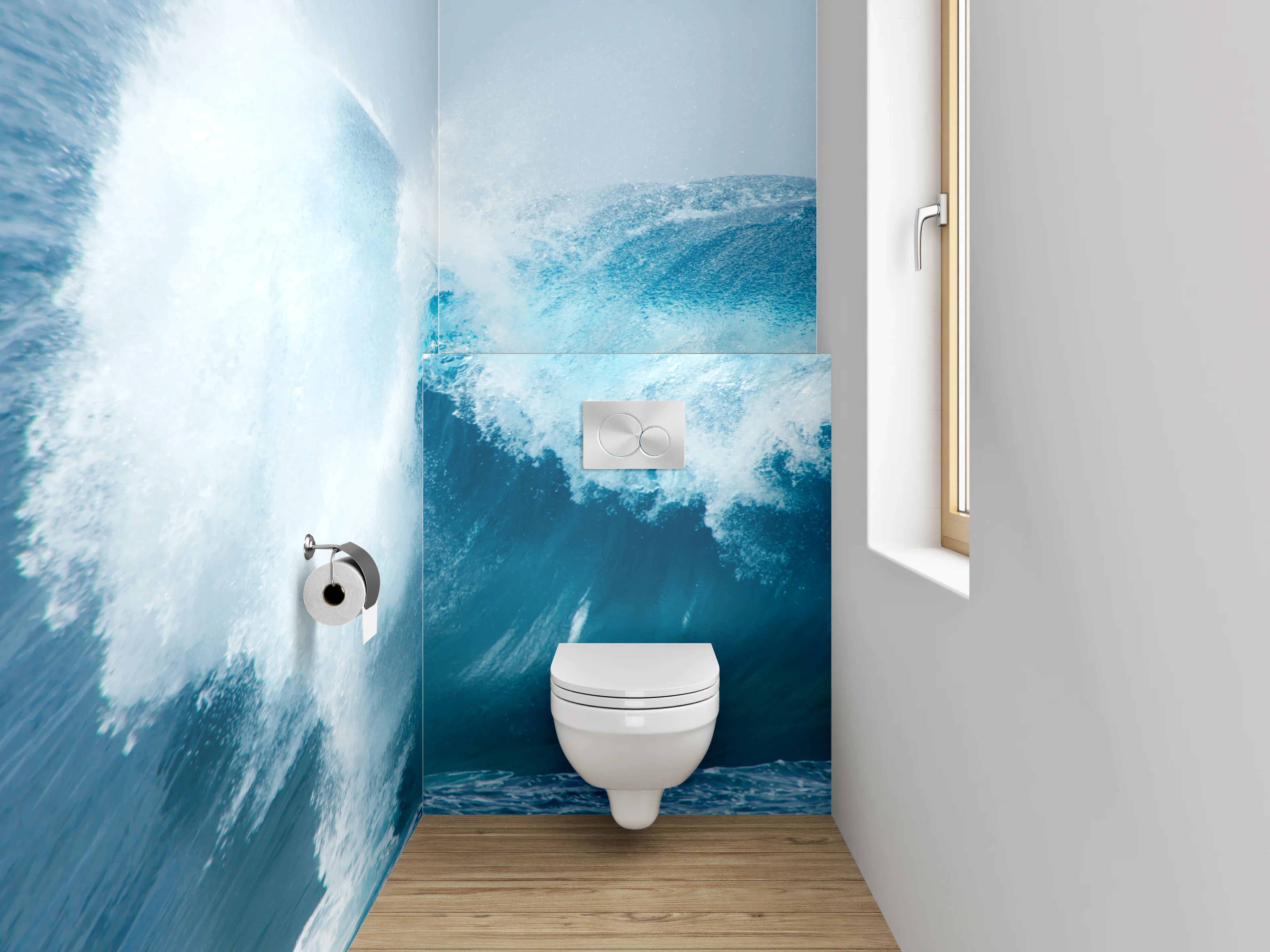 WC-Rückwand - Kraftvolle Ozeanwelle