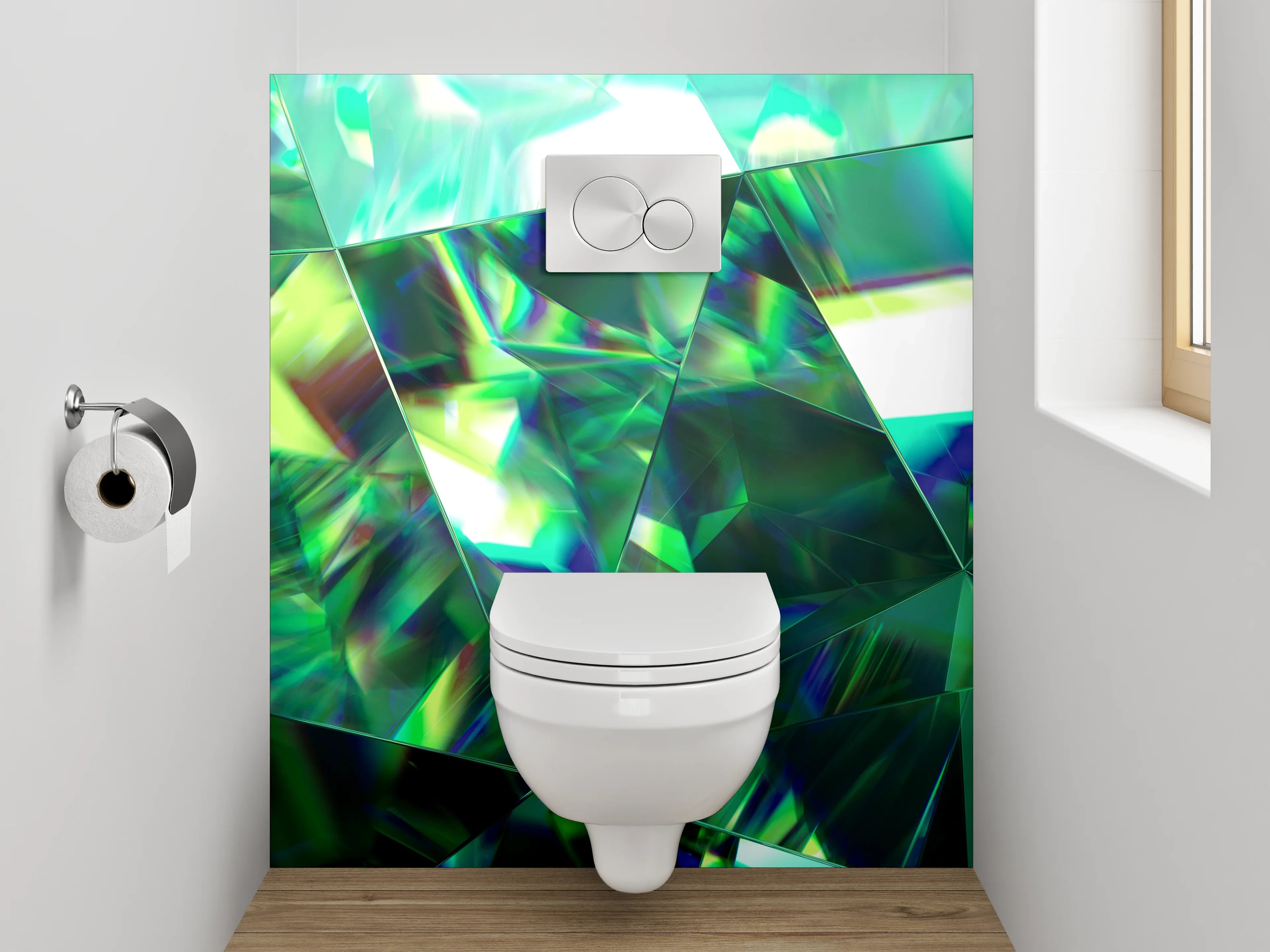 WC-Rückwand - Kristallgrün Abstrakt Edelsteinoptik