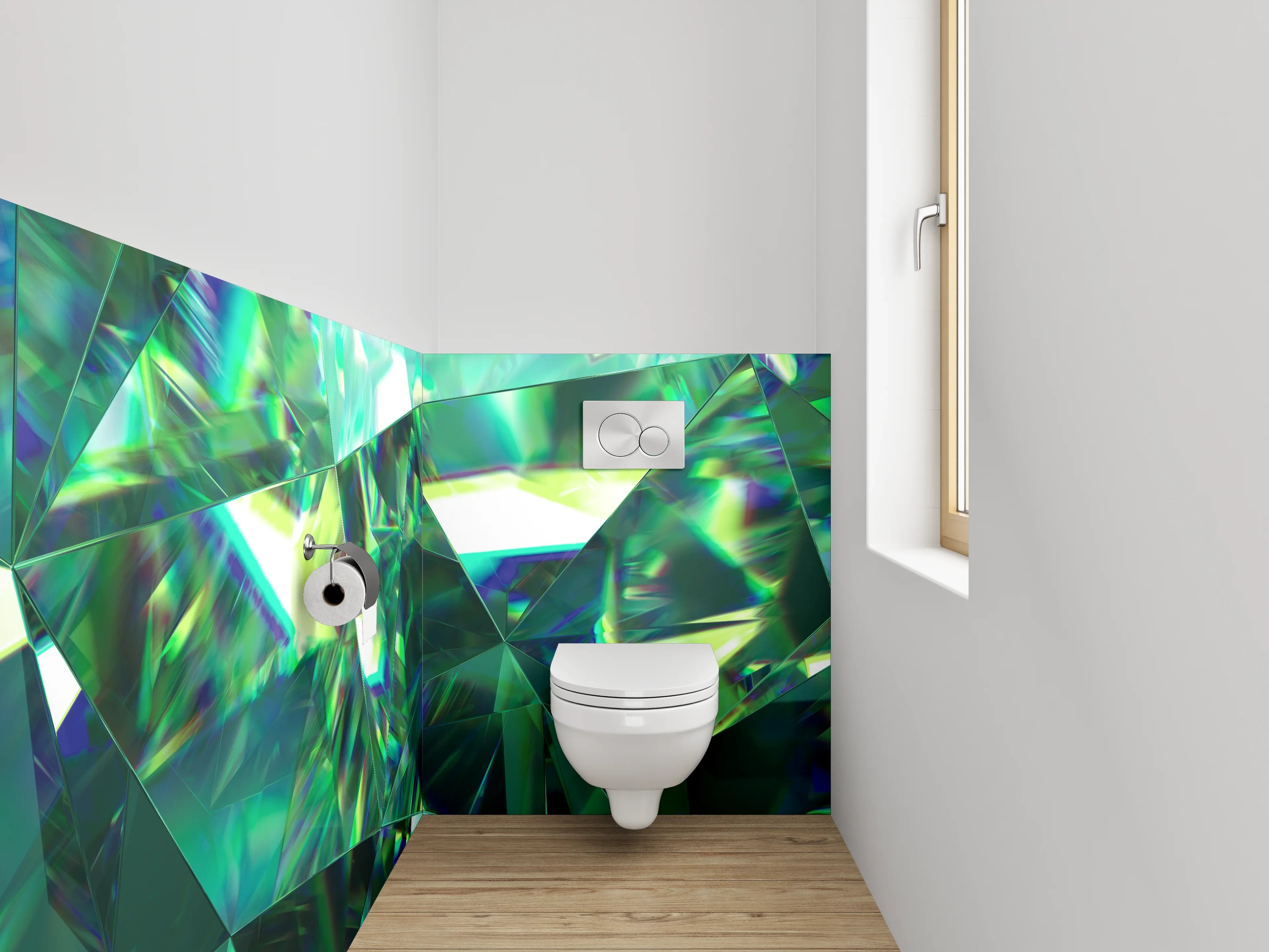 WC-Rückwand - Kristallgrün Abstrakt Edelsteinoptik