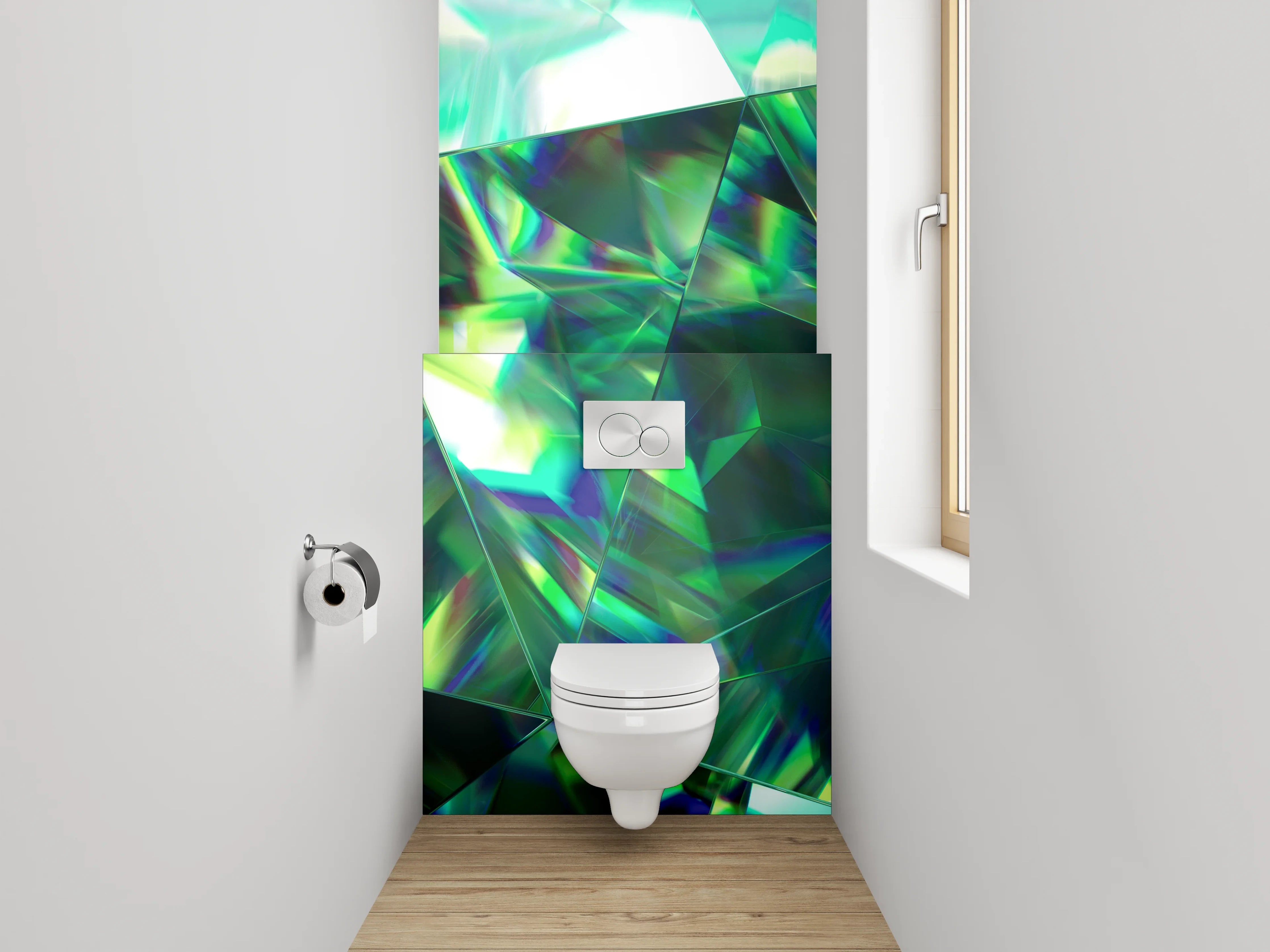 WC-Rückwand - Kristallgrün Abstrakt Edelsteinoptik