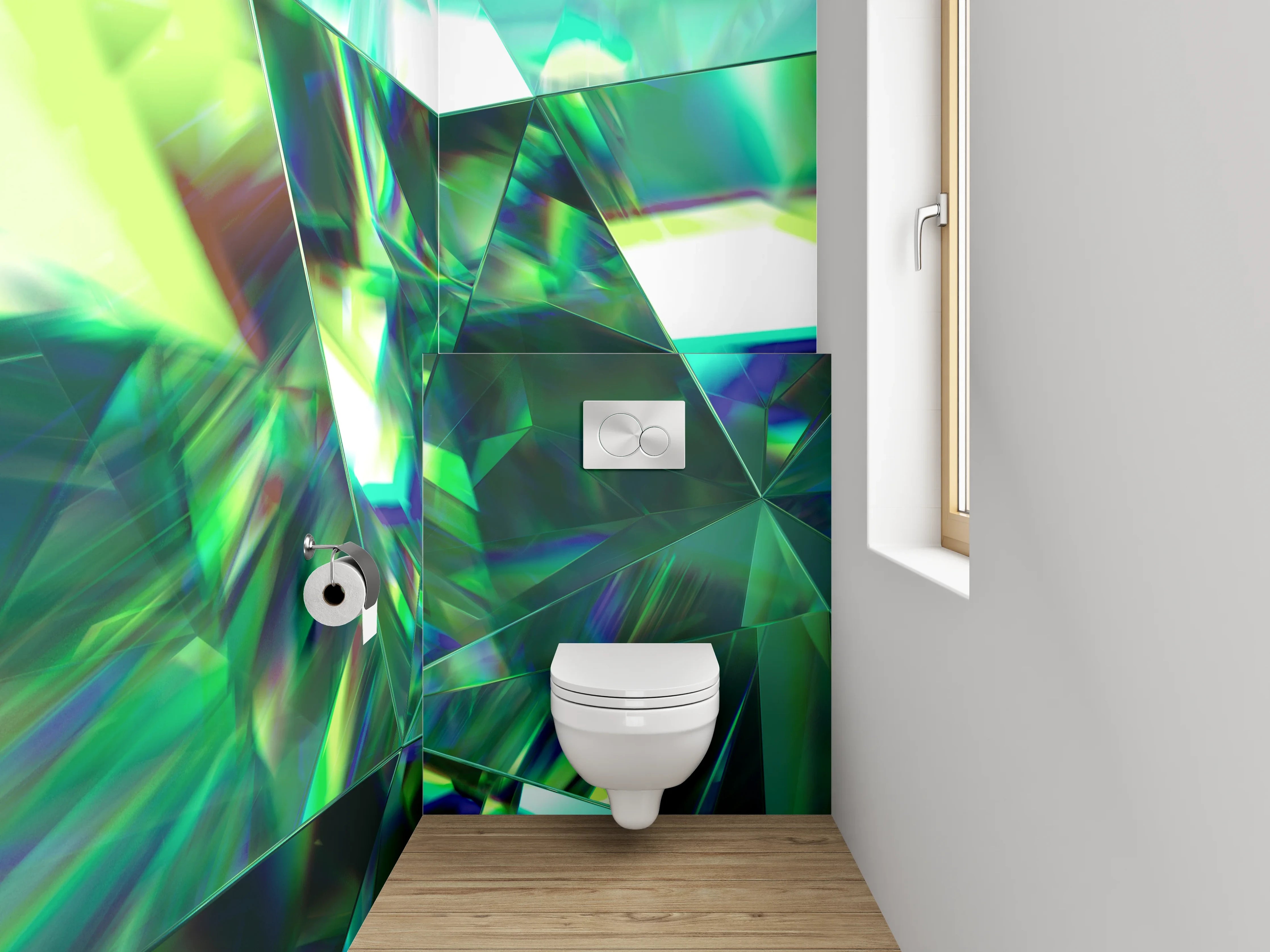 WC-Rückwand - Kristallgrün Abstrakt Edelsteinoptik