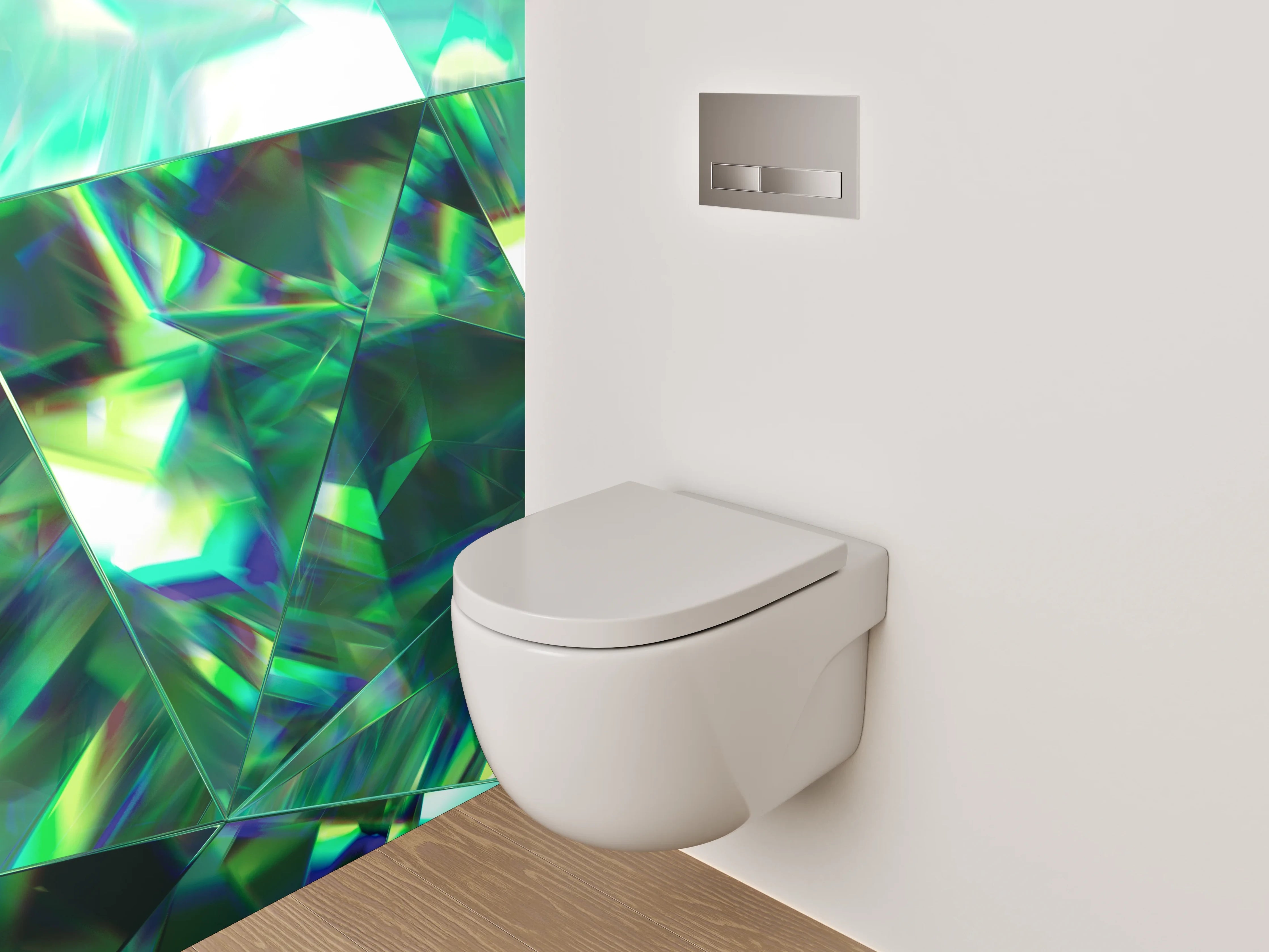 WC-Rückwand - Kristallgrün Abstrakt Edelsteinoptik