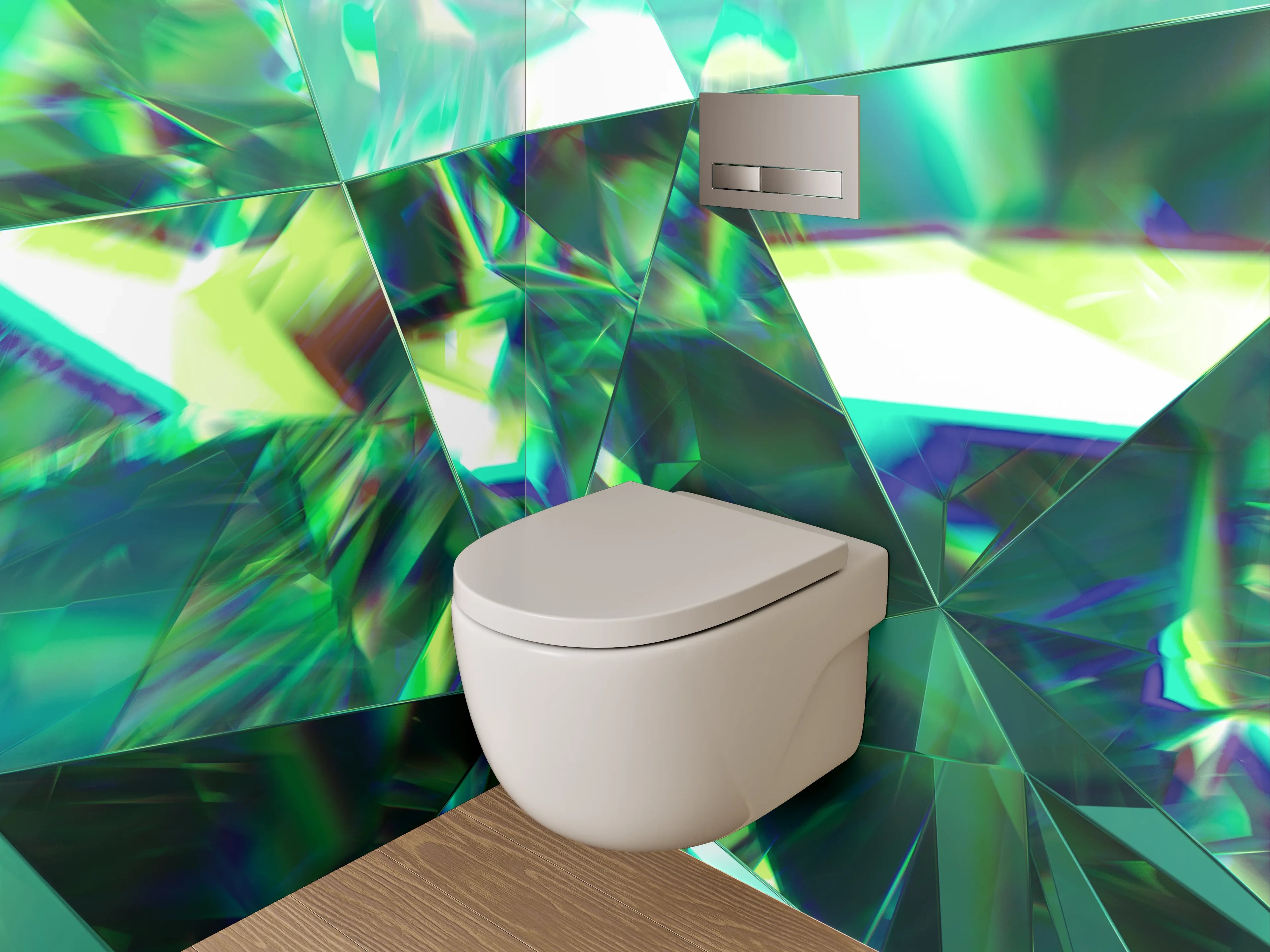 WC-Rückwand - Kristallgrün Abstrakt Edelsteinoptik