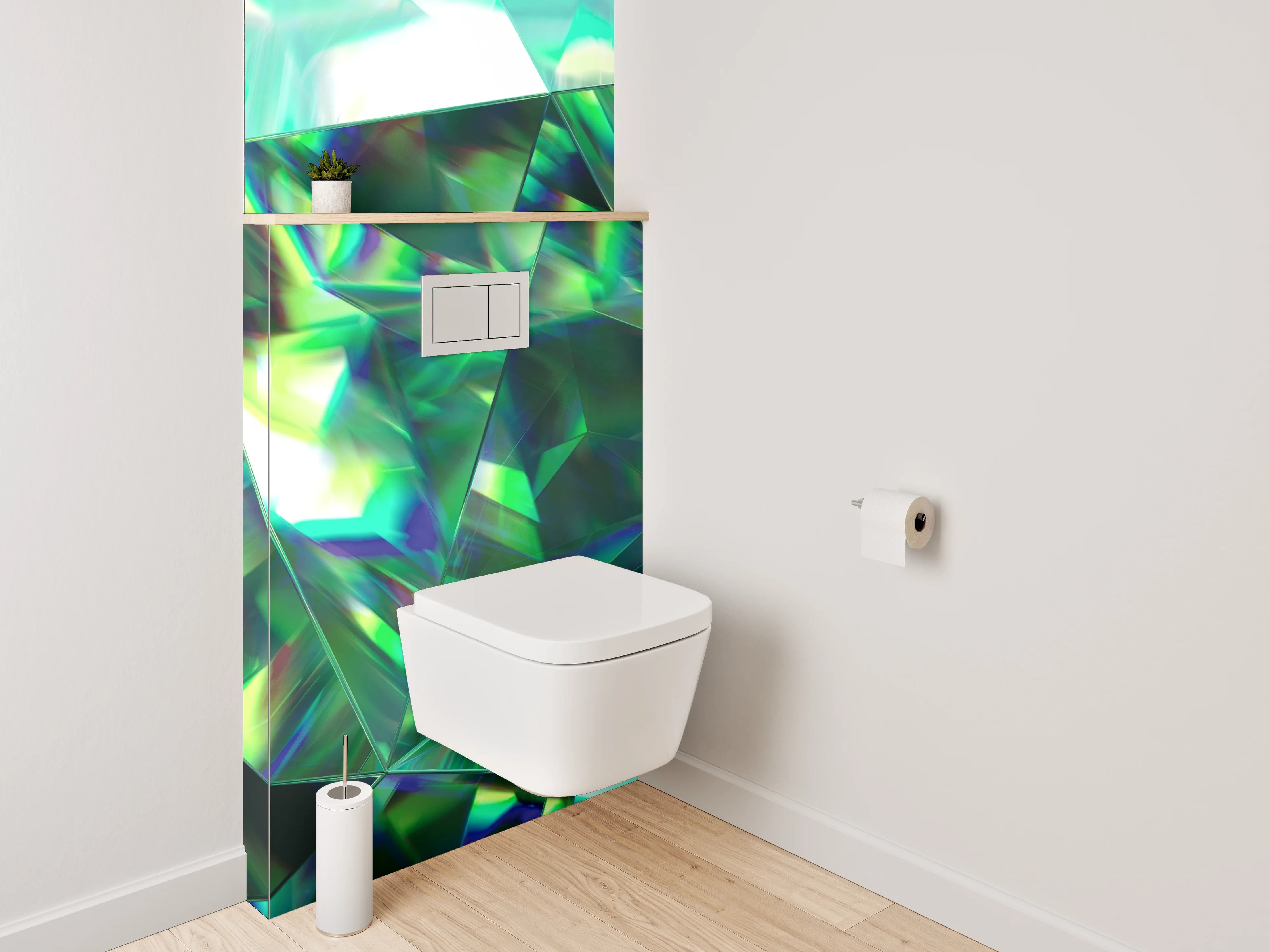 WC-Rückwand - Kristallgrün Abstrakt Edelsteinoptik