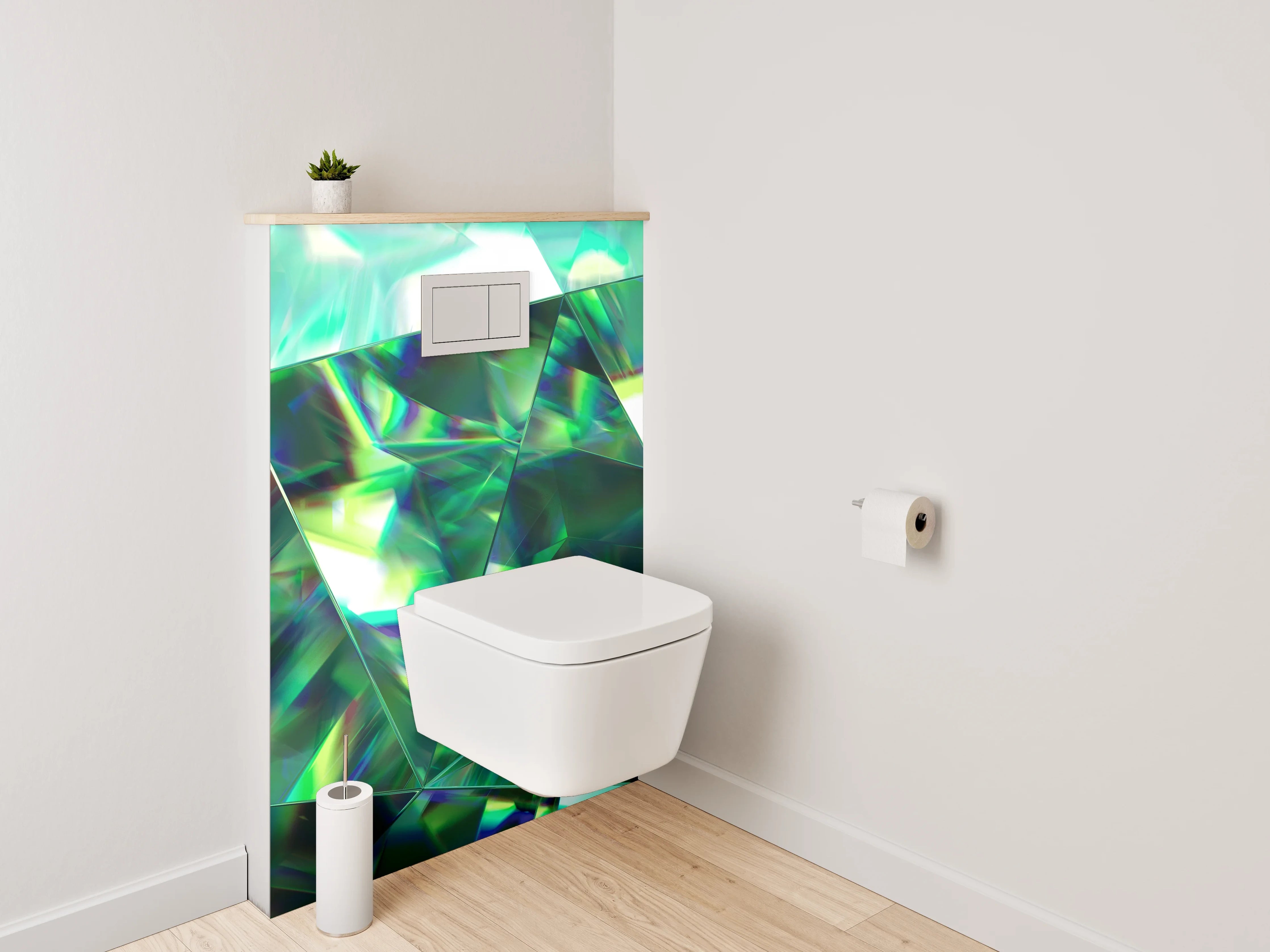 WC-Rückwand - Kristallgrün Abstrakt Edelsteinoptik