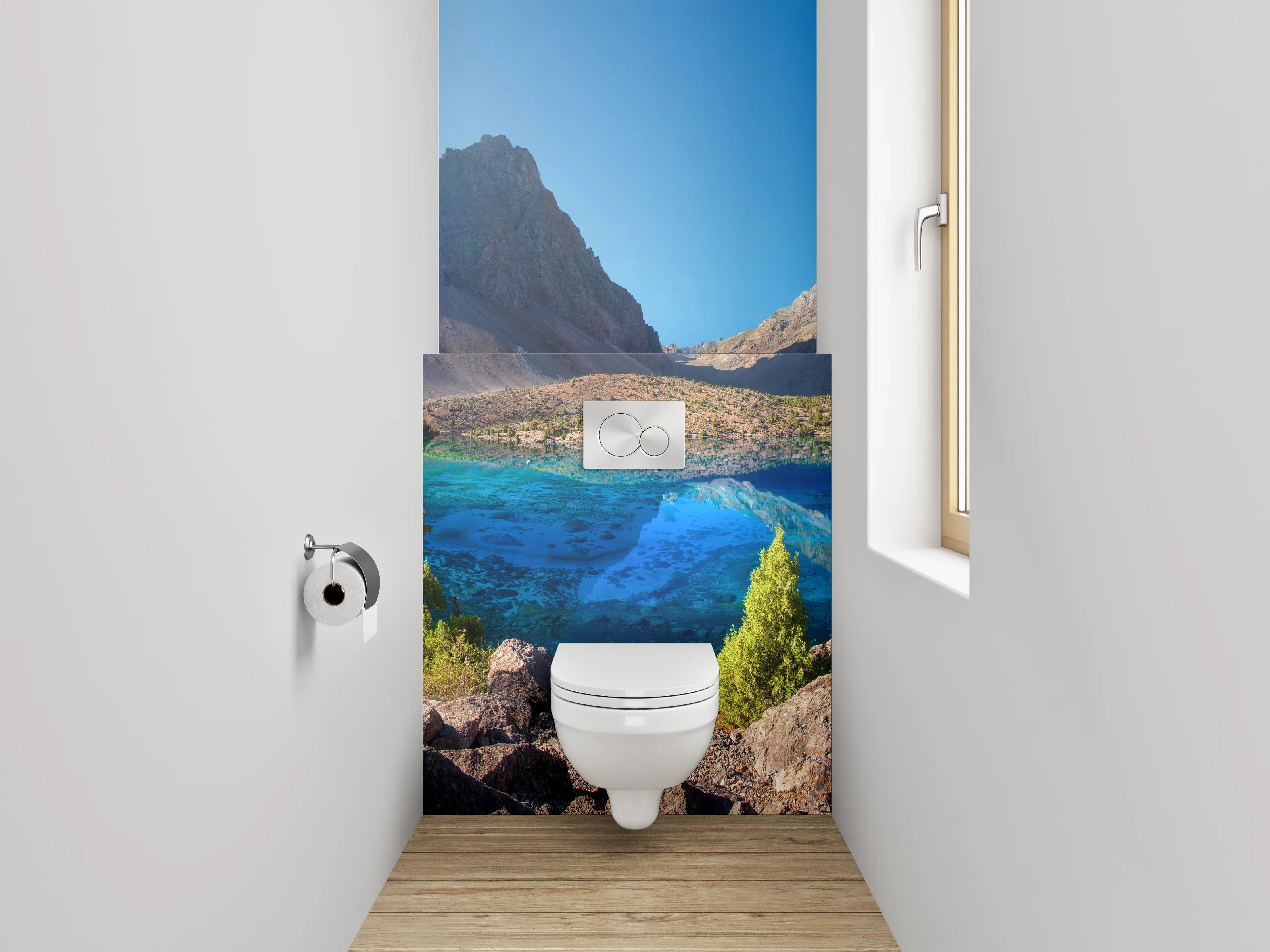 WC-Rückwand - Kristallklarer Bergsee Panorama