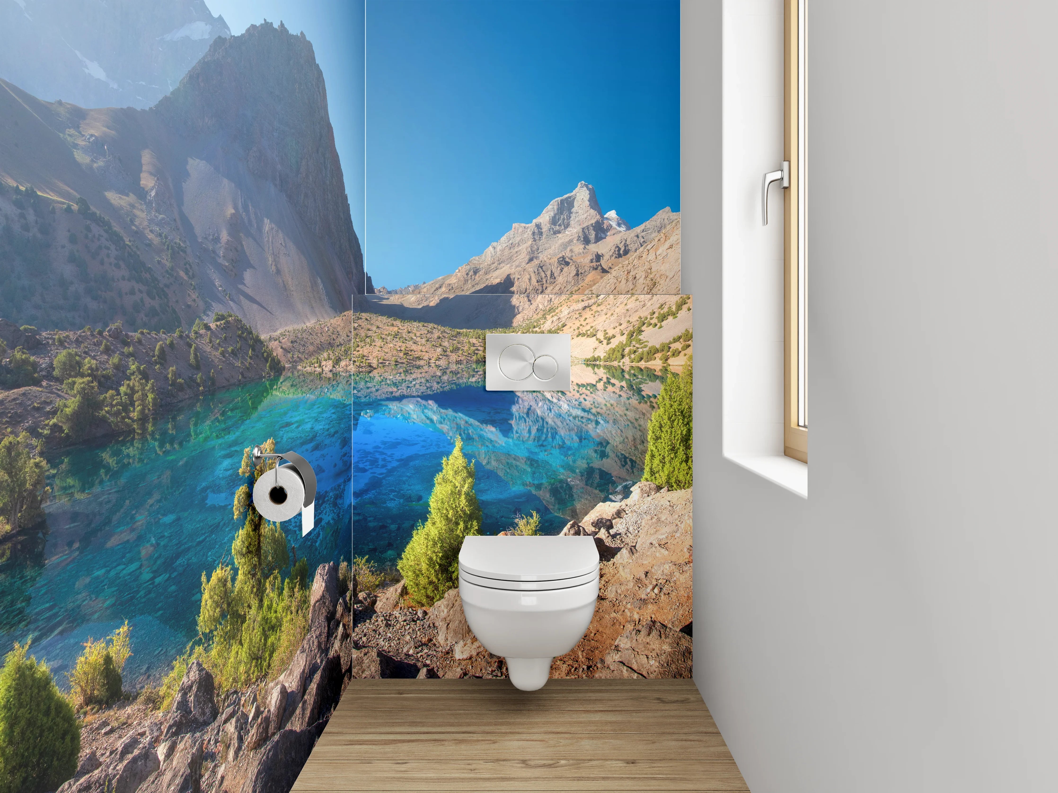 WC-Rückwand - Kristallklarer Bergsee Panorama