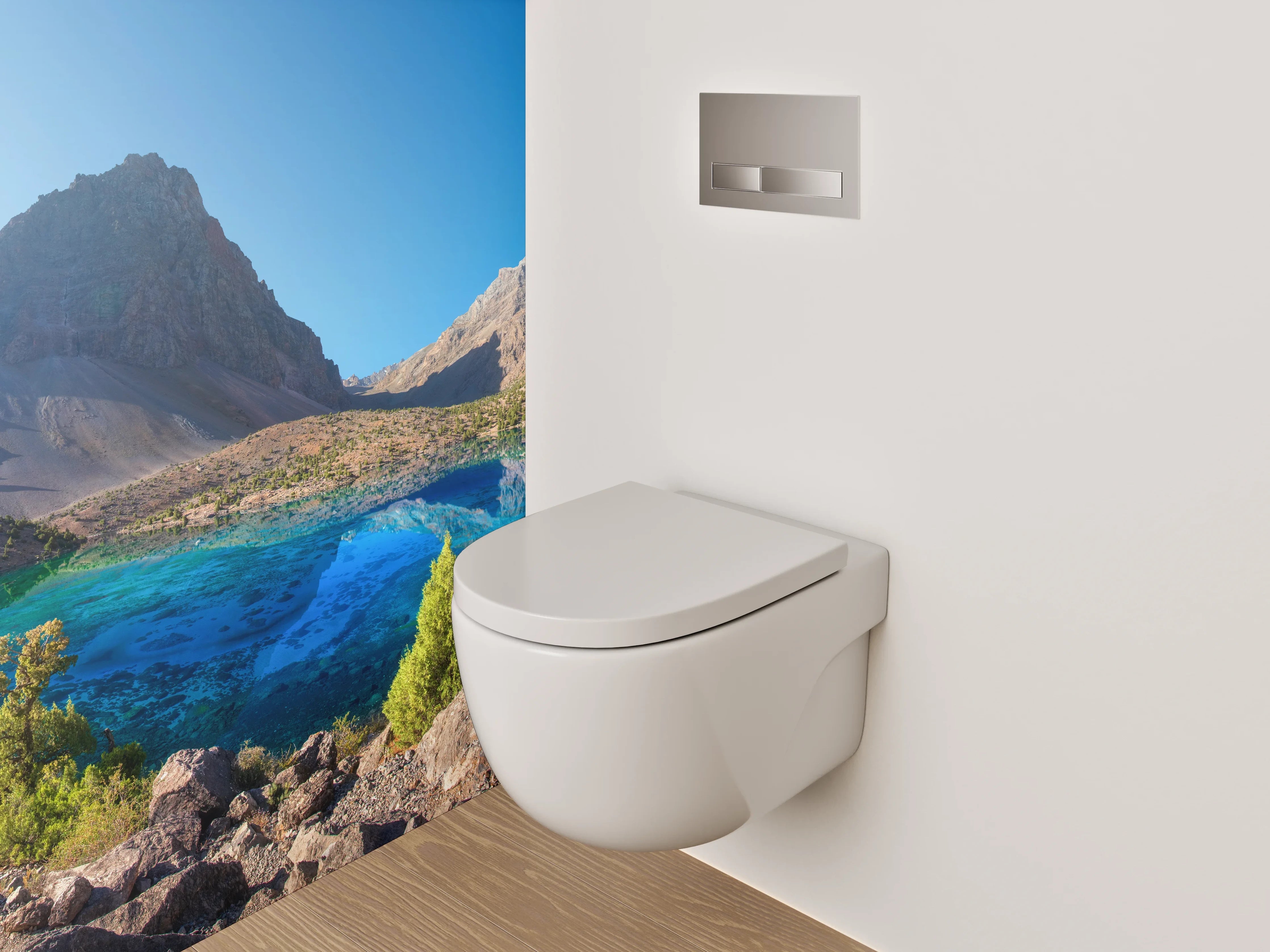 WC-Rückwand - Kristallklarer Bergsee Panorama