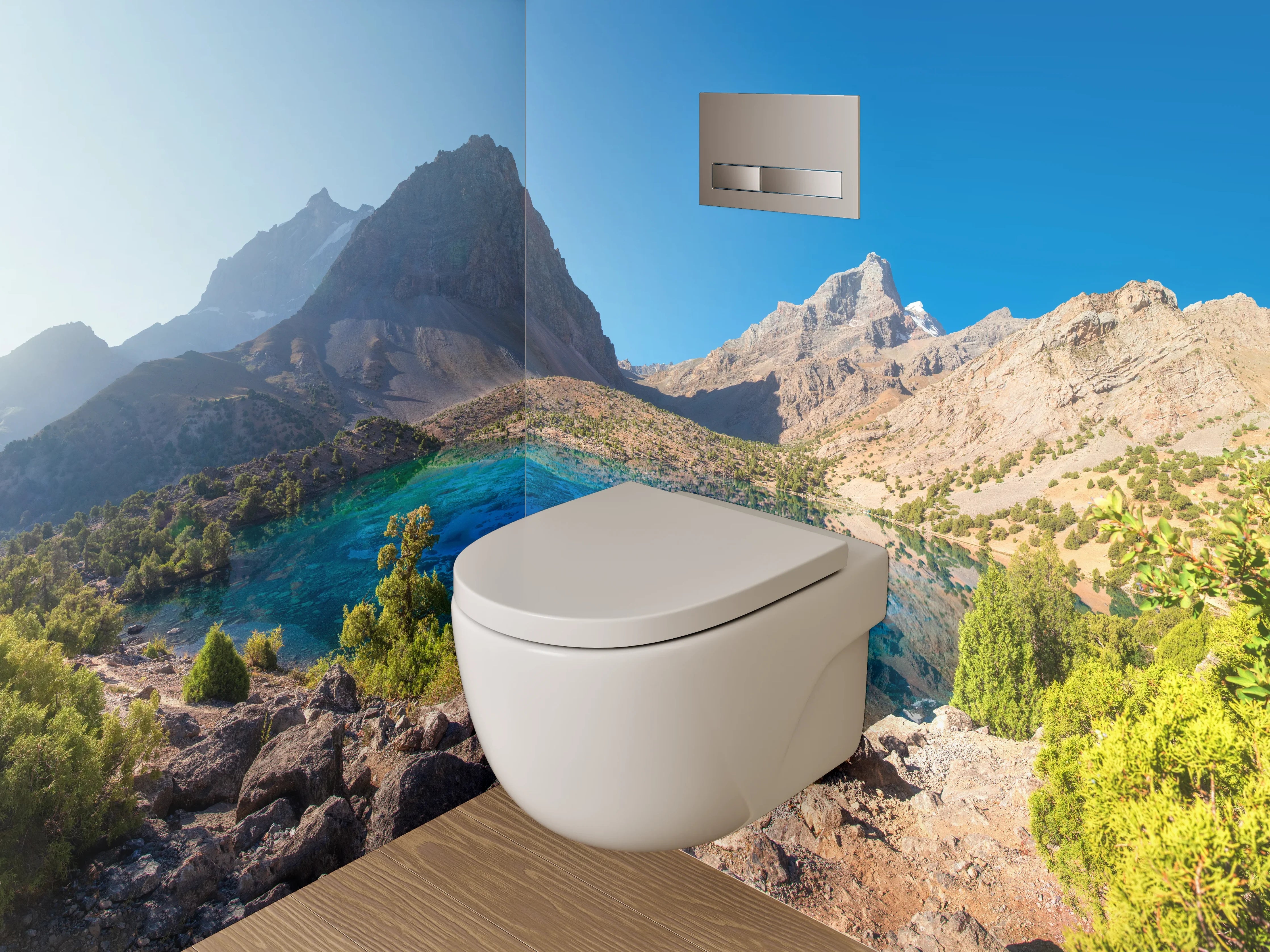 WC-Rückwand - Kristallklarer Bergsee Panorama