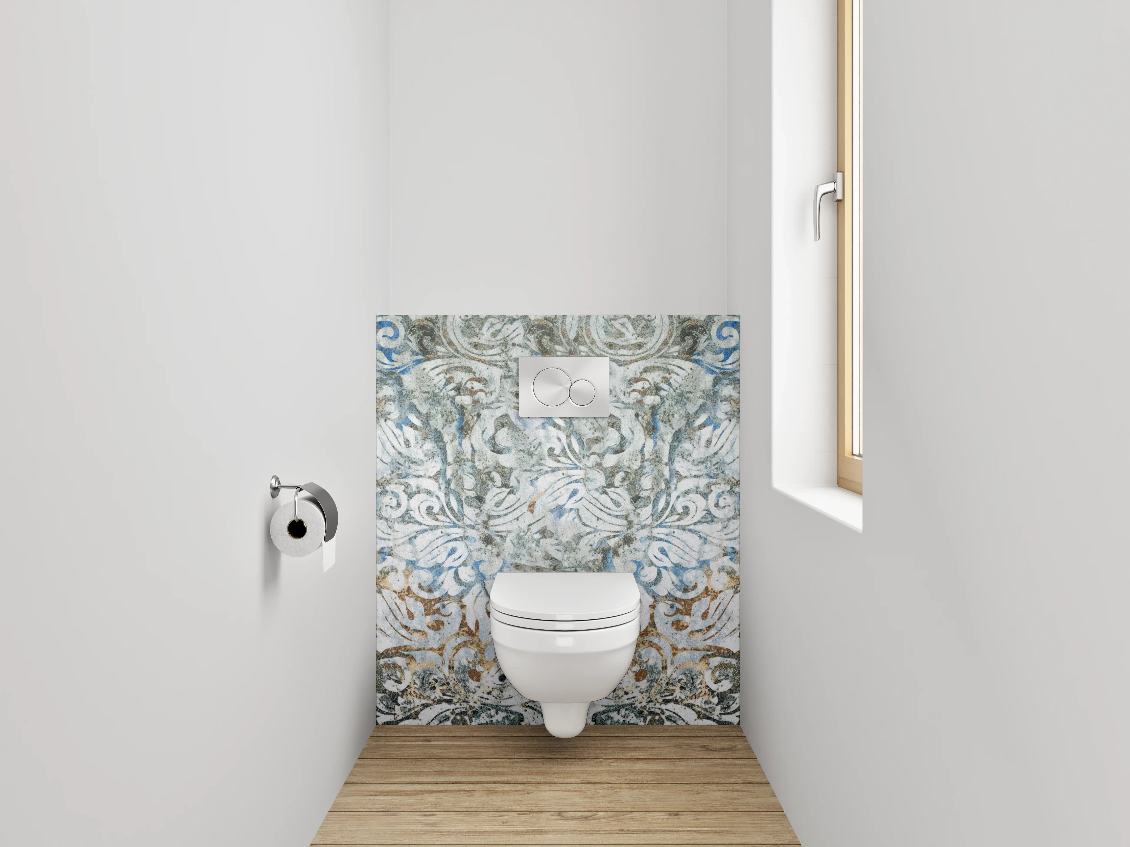 WC-Rückwand - Künstlerische Ornamente in Vintage-Optik