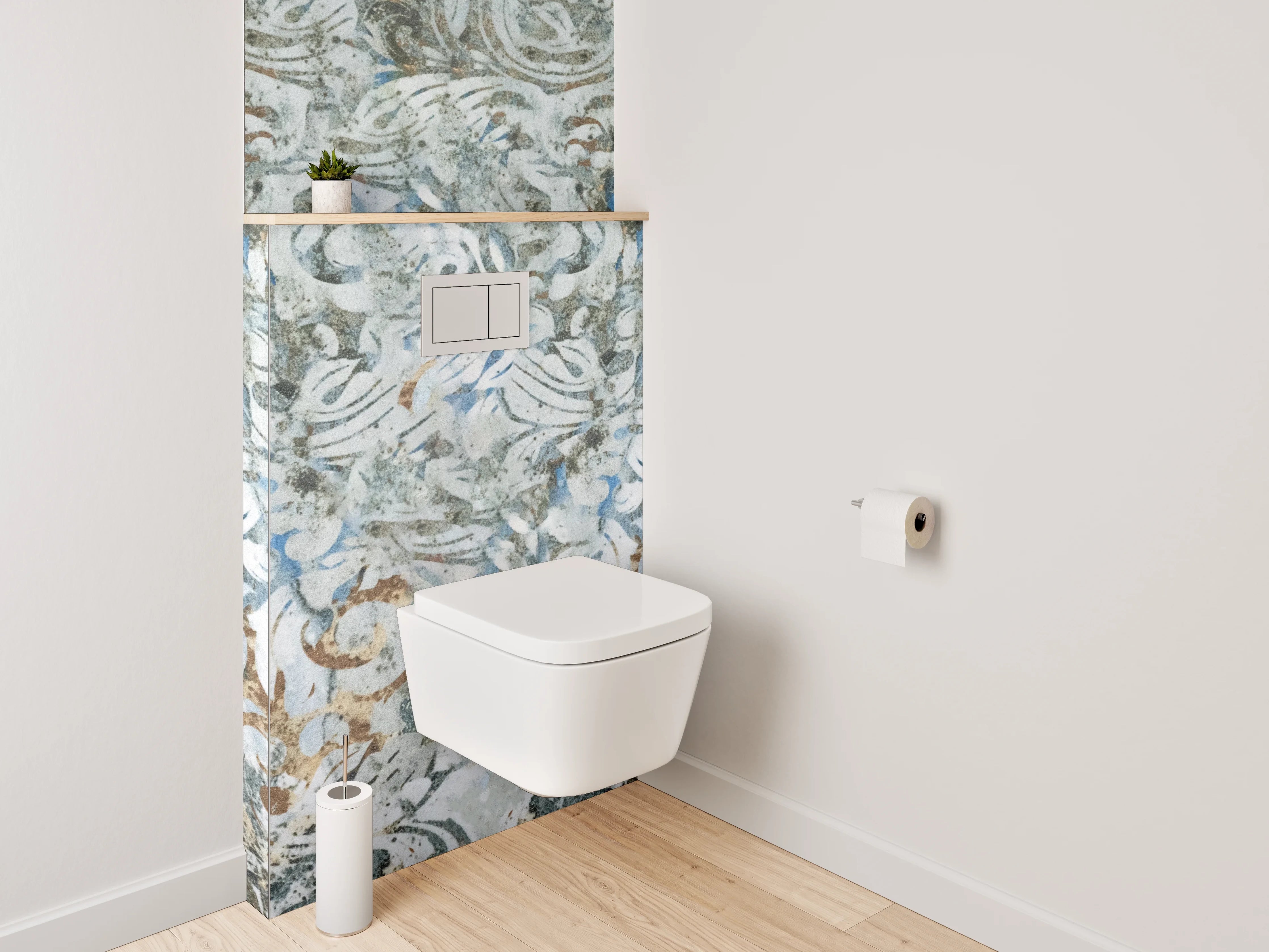 WC-Rückwand - Künstlerische Ornamente in Vintage-Optik