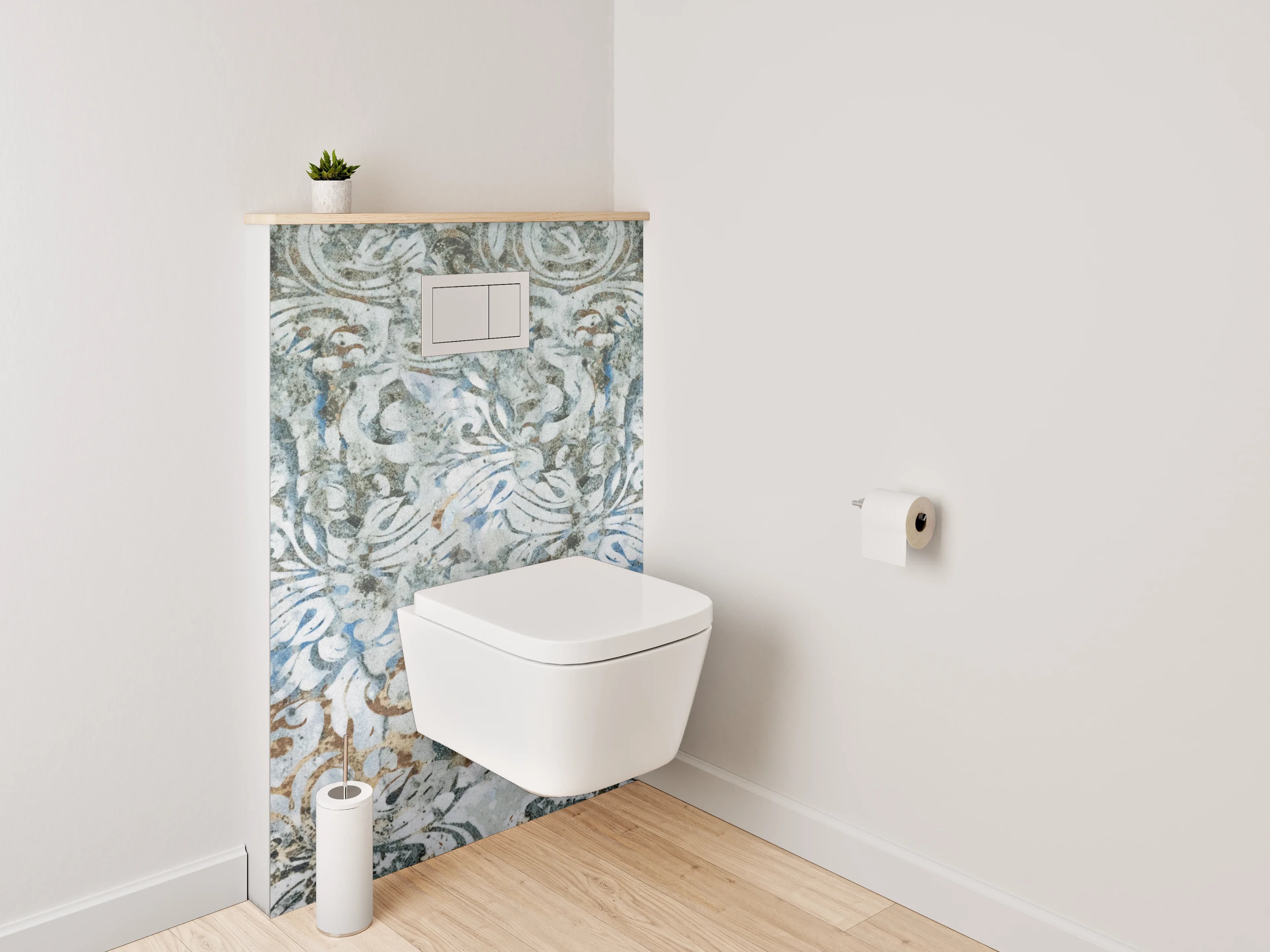 WC-Rückwand - Künstlerische Ornamente in Vintage-Optik