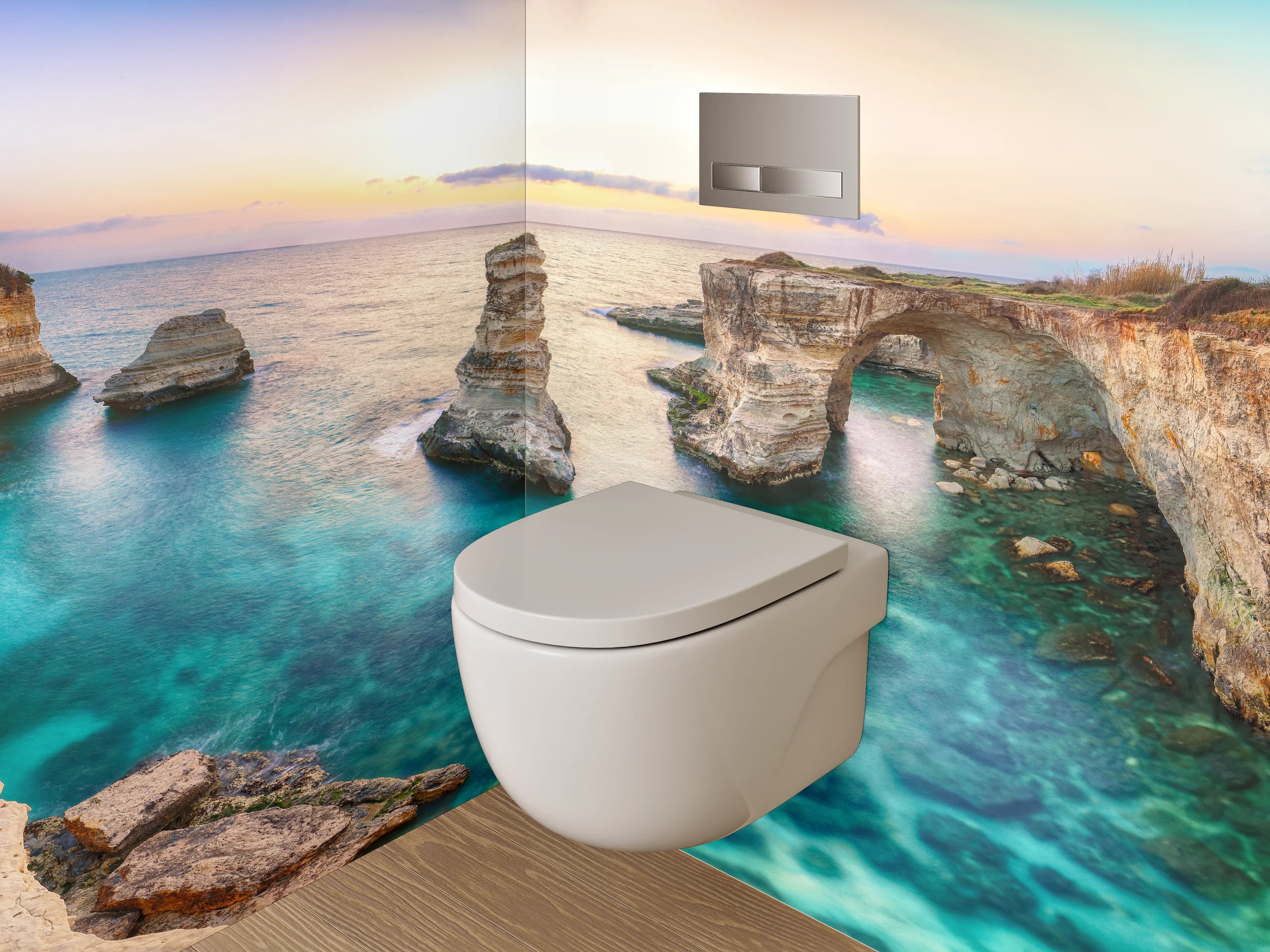 WC-Rückwand - Küste Apulien Sonnenuntergang Kulisse