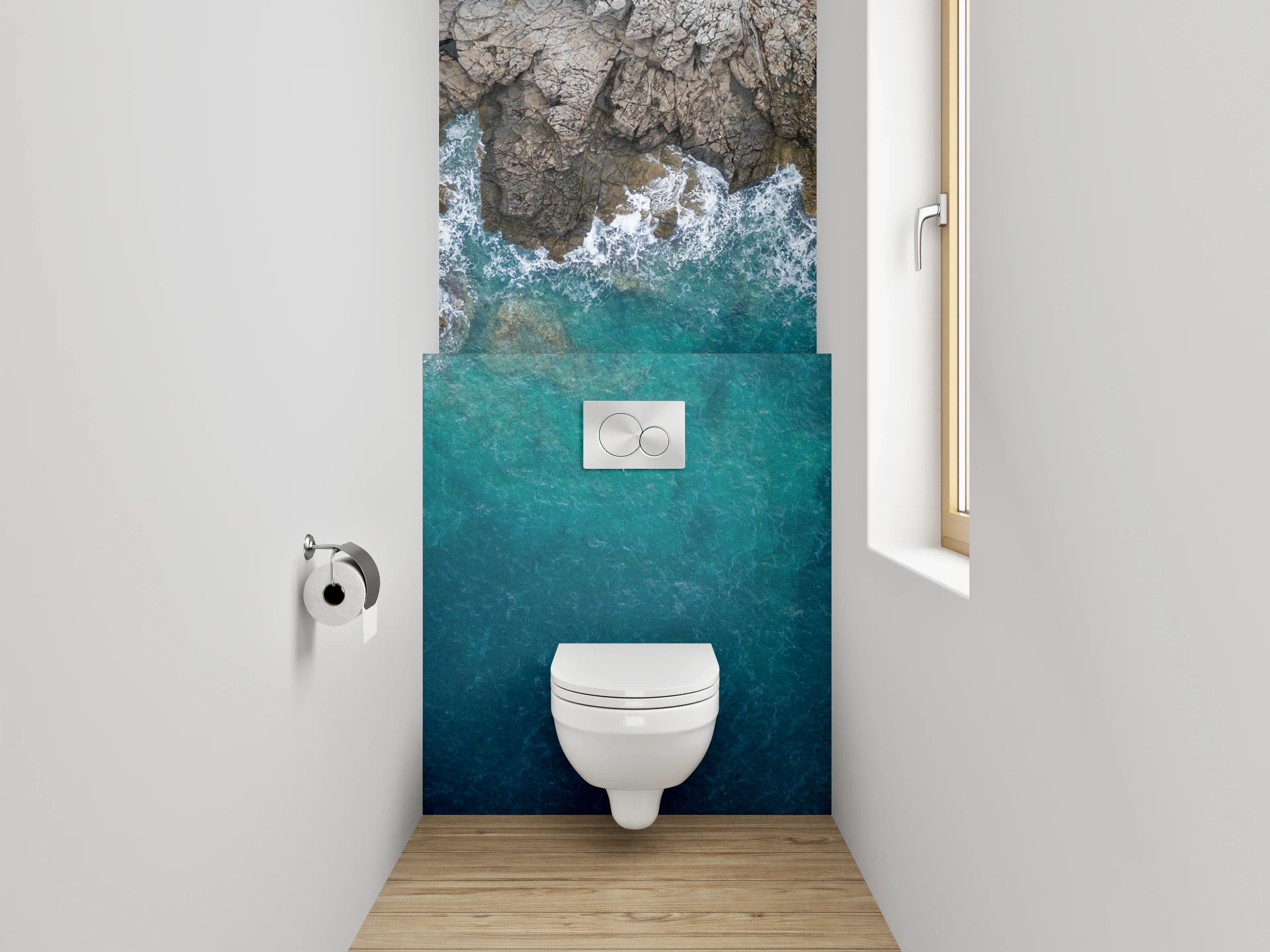 WC-Rückwand - Küste und Meer aus der Vogelperspektive