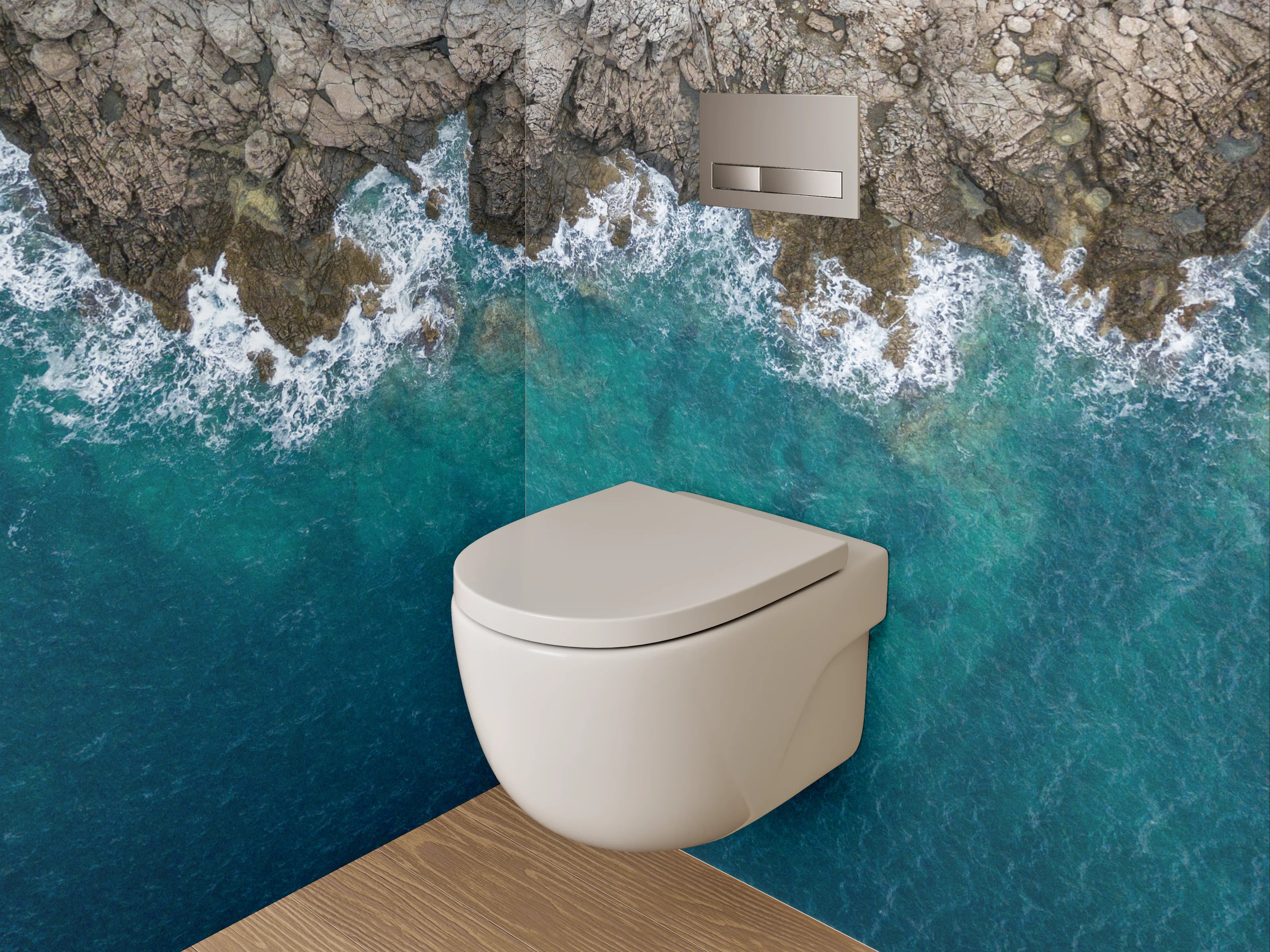 WC-Rückwand - Küste und Meer aus der Vogelperspektive