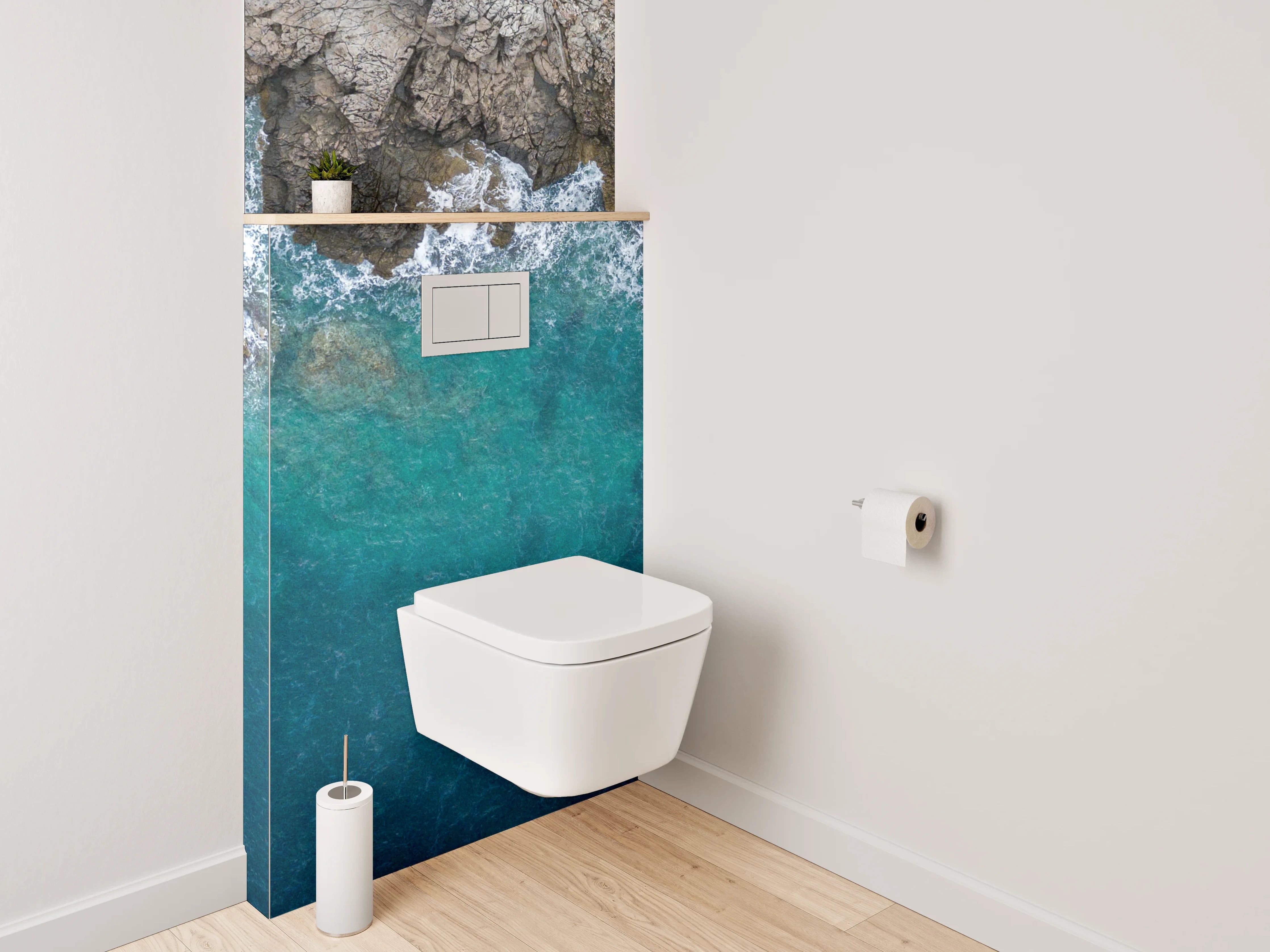 WC-Rückwand - Küste und Meer aus der Vogelperspektive