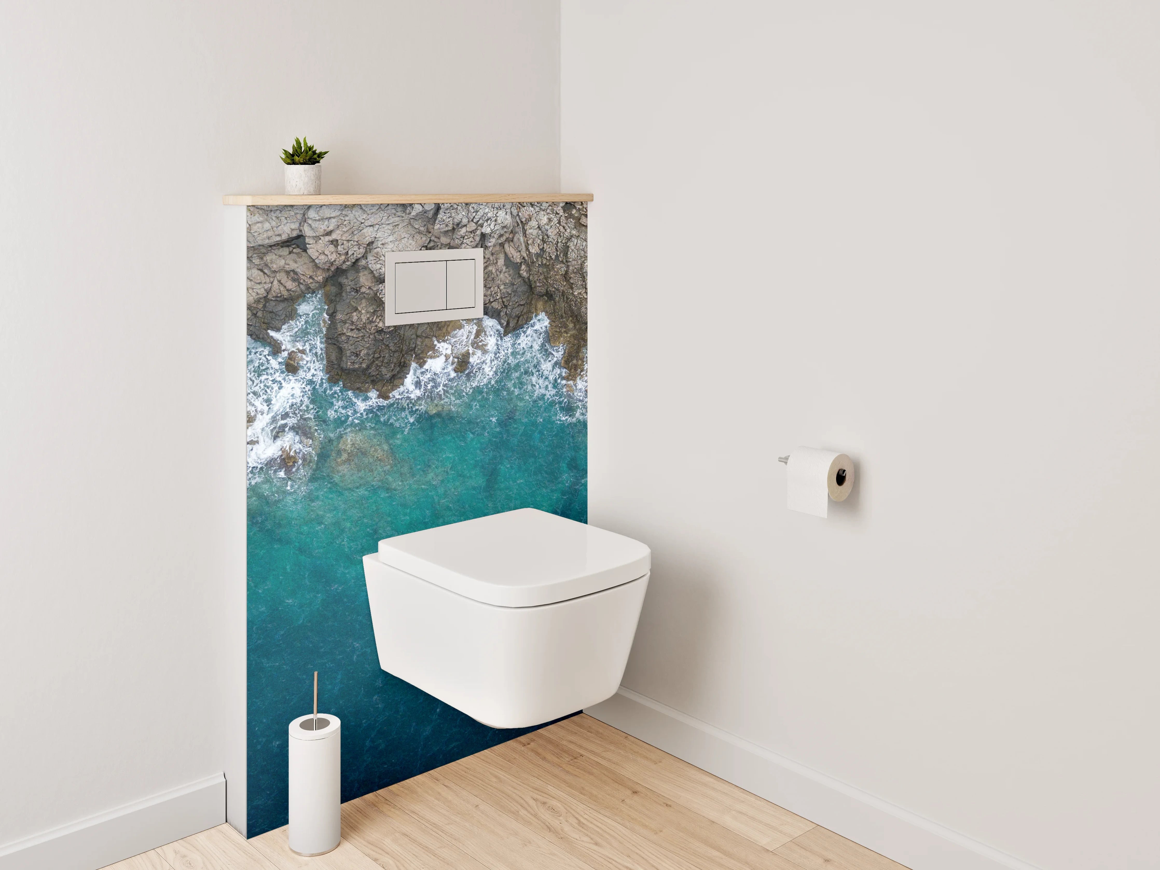 WC-Rückwand - Küste und Meer aus der Vogelperspektive