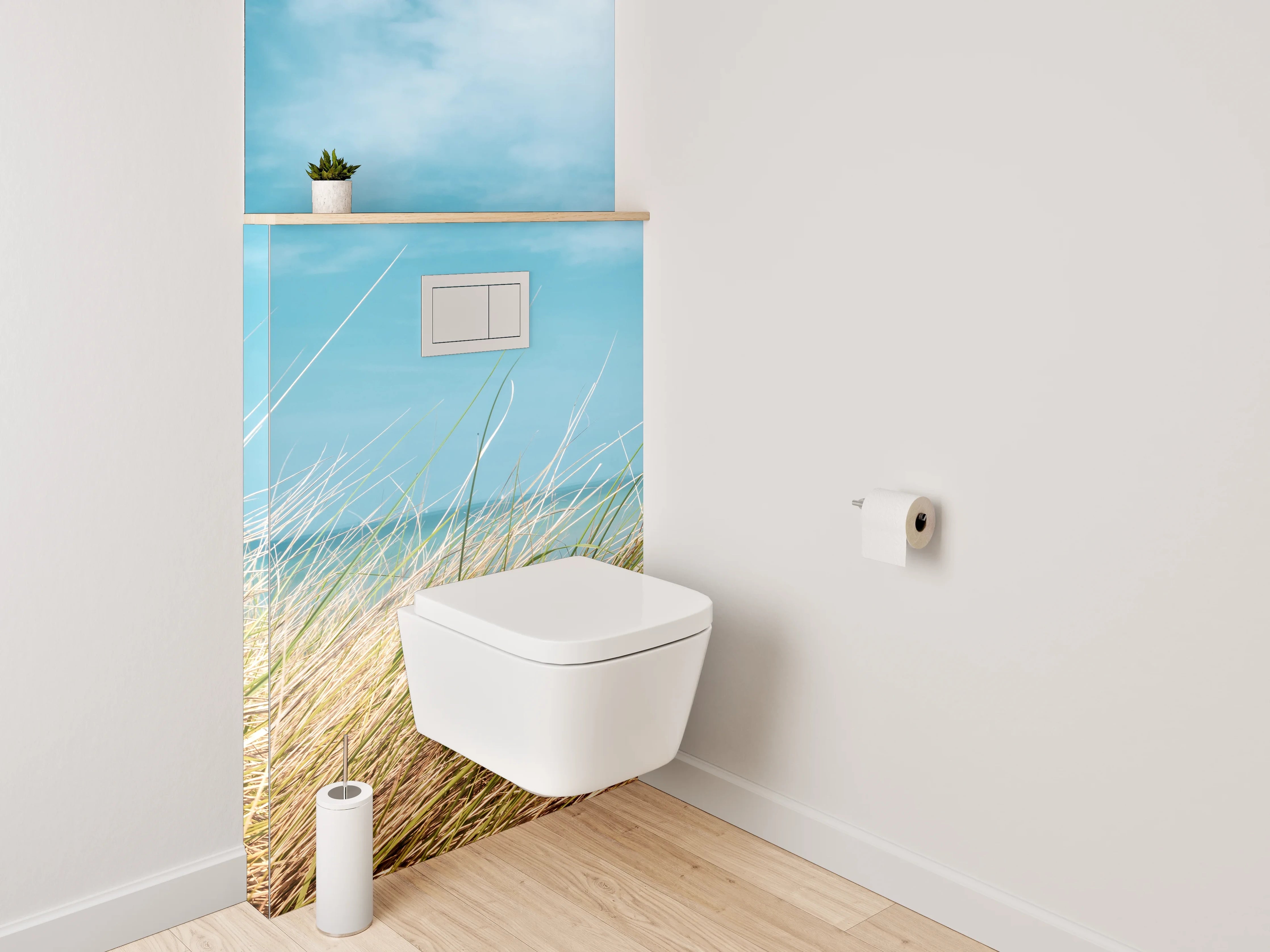 WC-Rückwand - Küstenlandschaft mit Strandgras und Meer