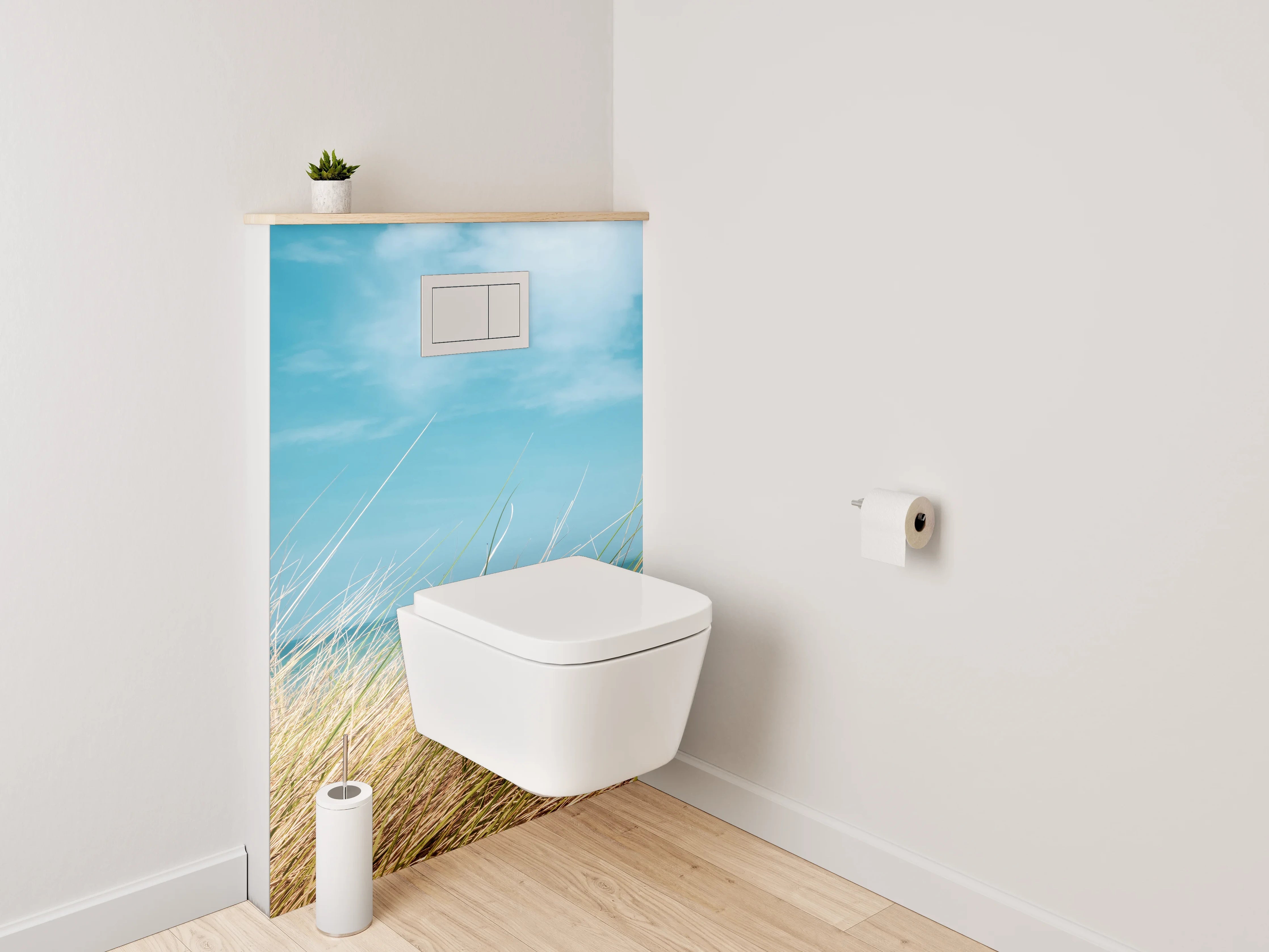 WC-Rückwand - Küstenlandschaft mit Strandgras und Meer