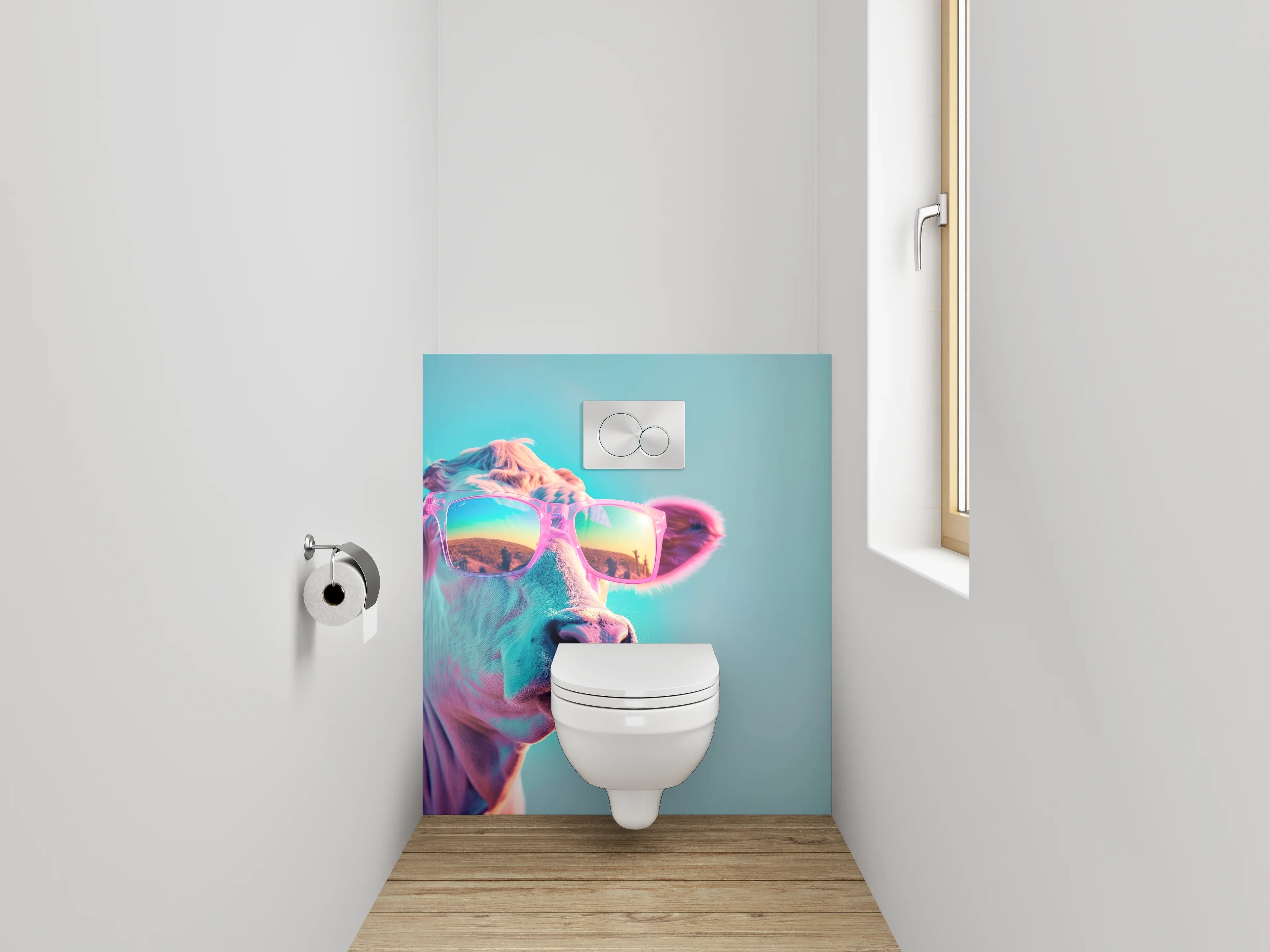 WC-Rückwand - Kuh mit Sonnenbrille Pop Art