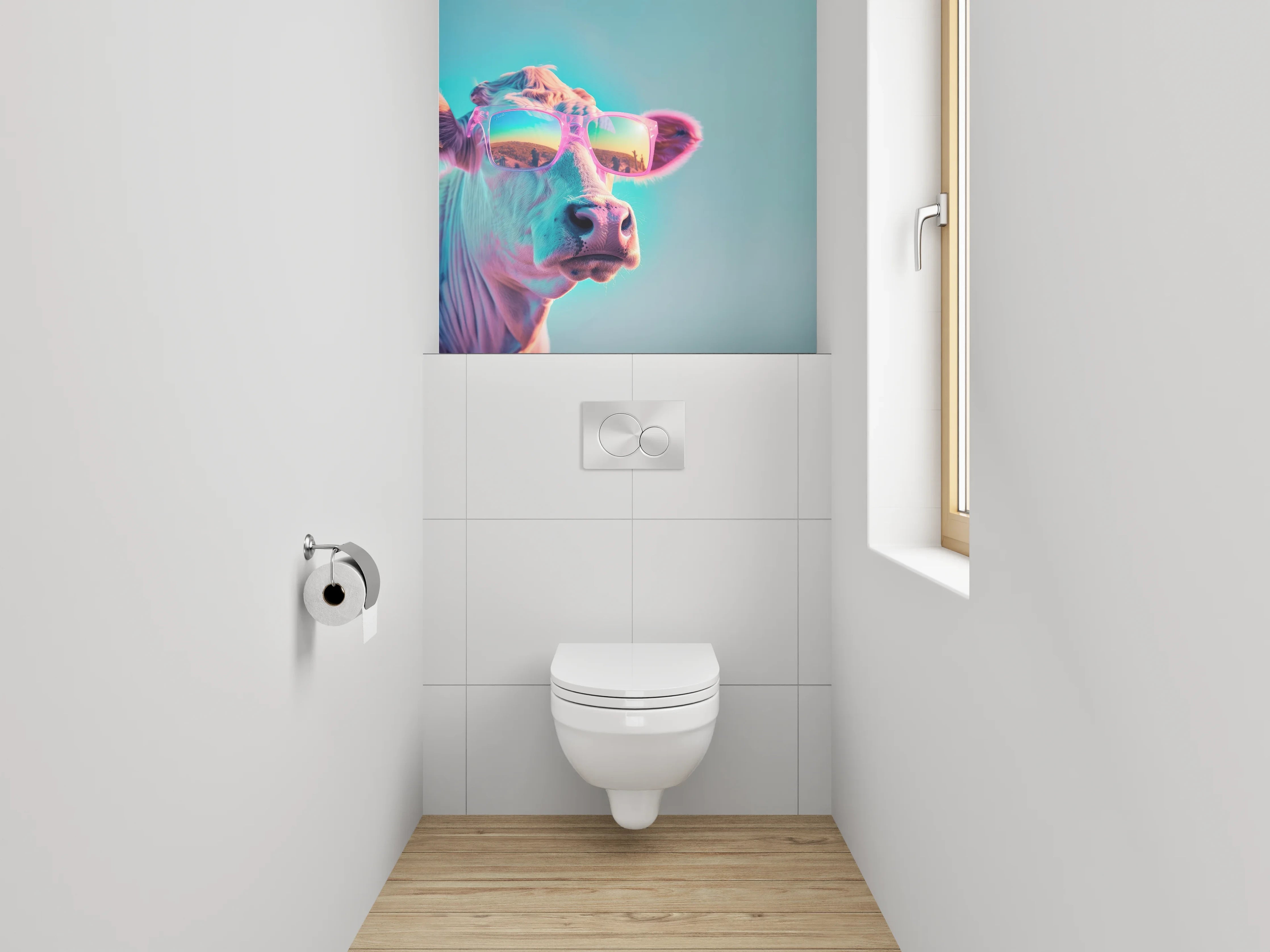 WC-Rückwand - Kuh mit Sonnenbrille Pop Art