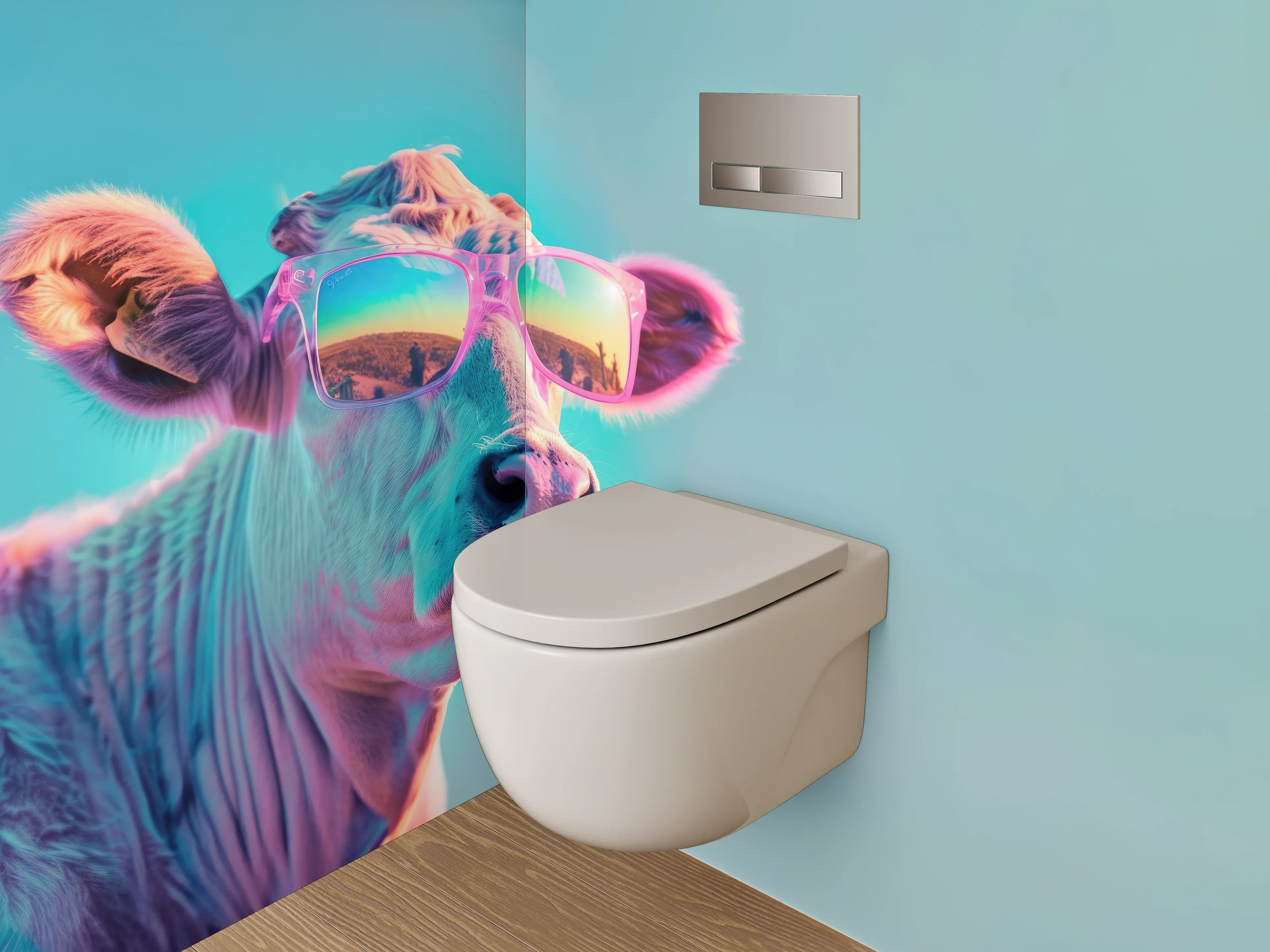 WC-Rückwand - Kuh mit Sonnenbrille Pop Art