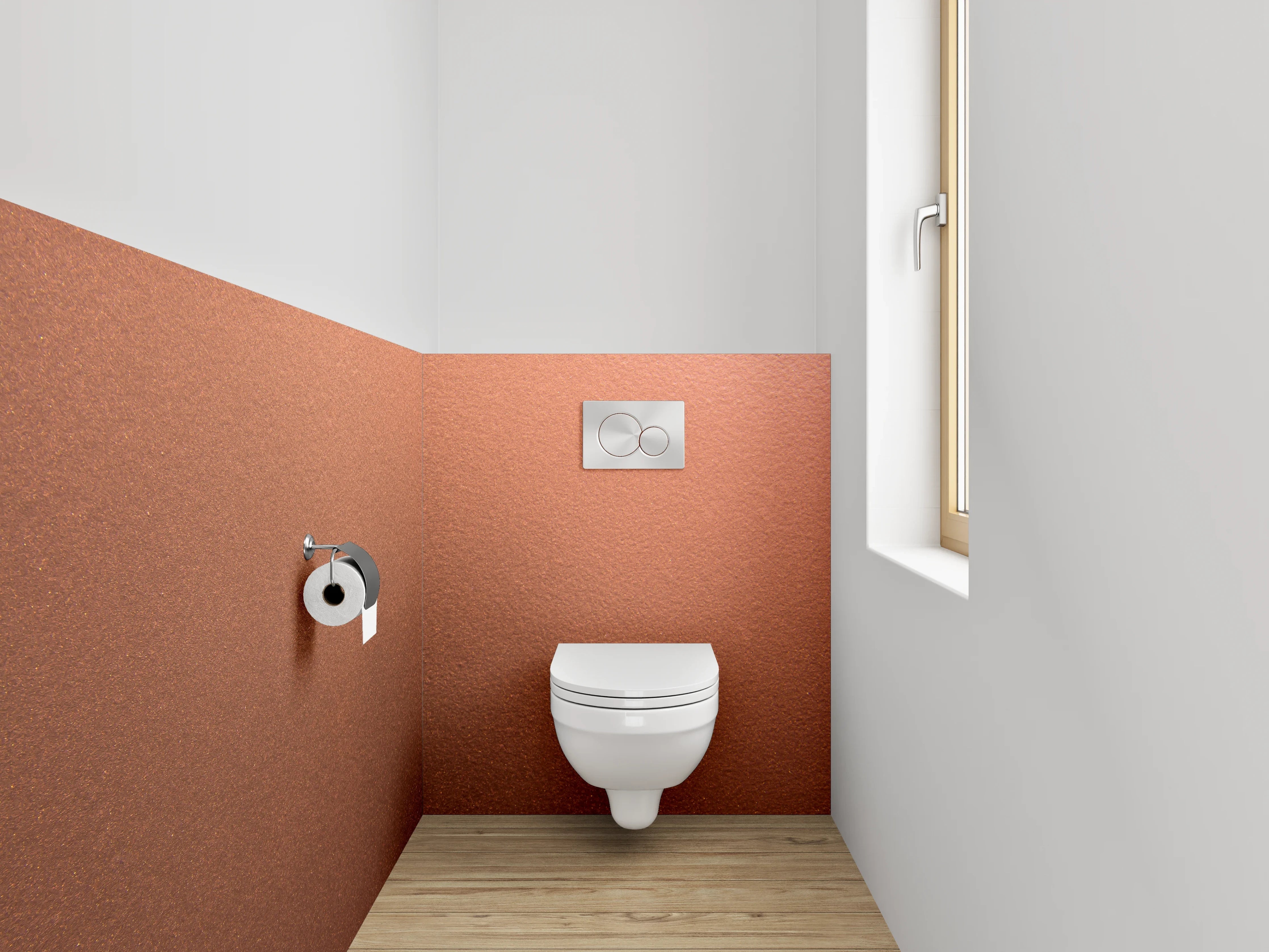 WC-Rückwand - Kupferfarbene Struktur Oberfläche
