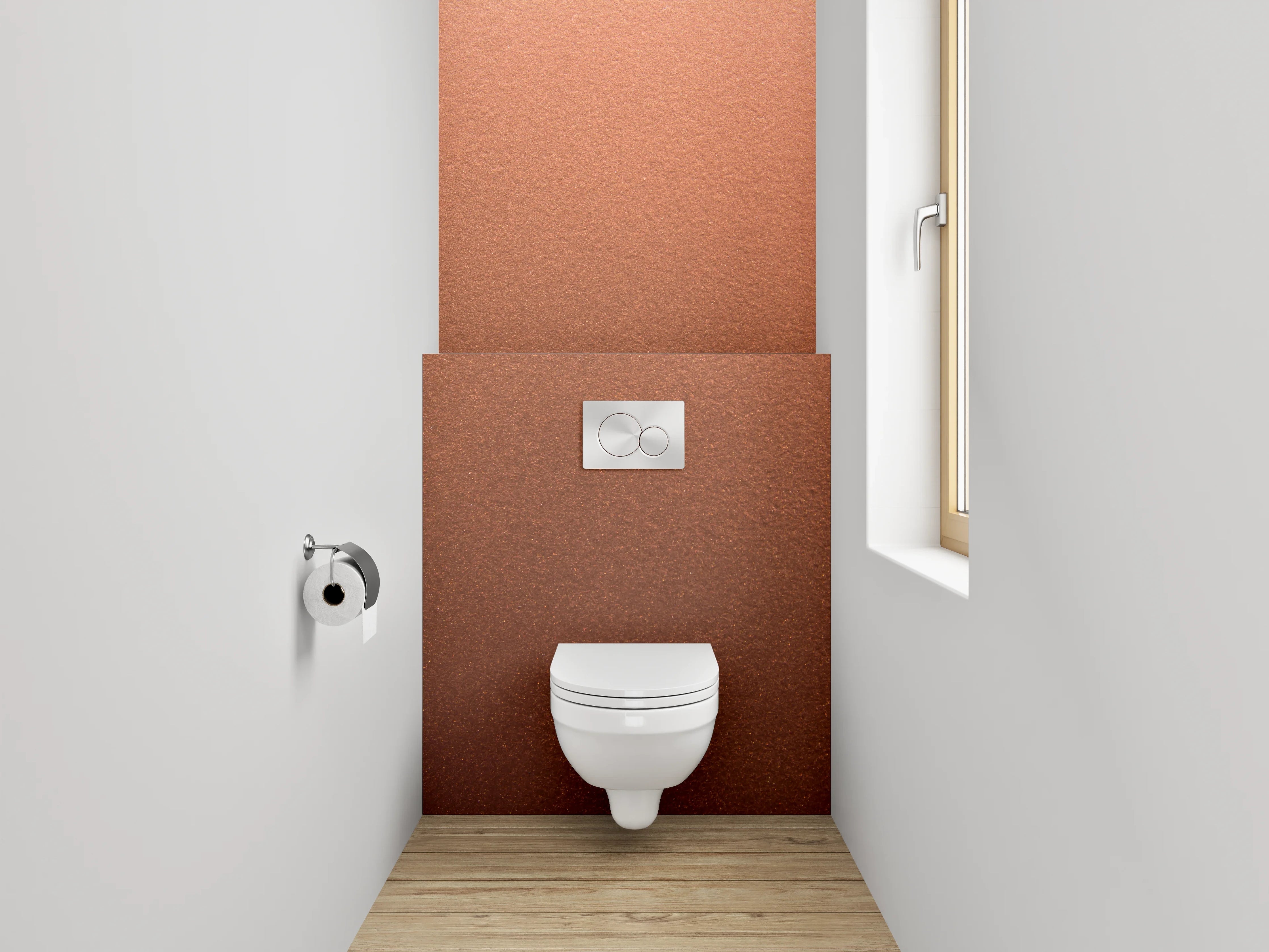 WC-Rückwand - Kupferfarbene Struktur Oberfläche