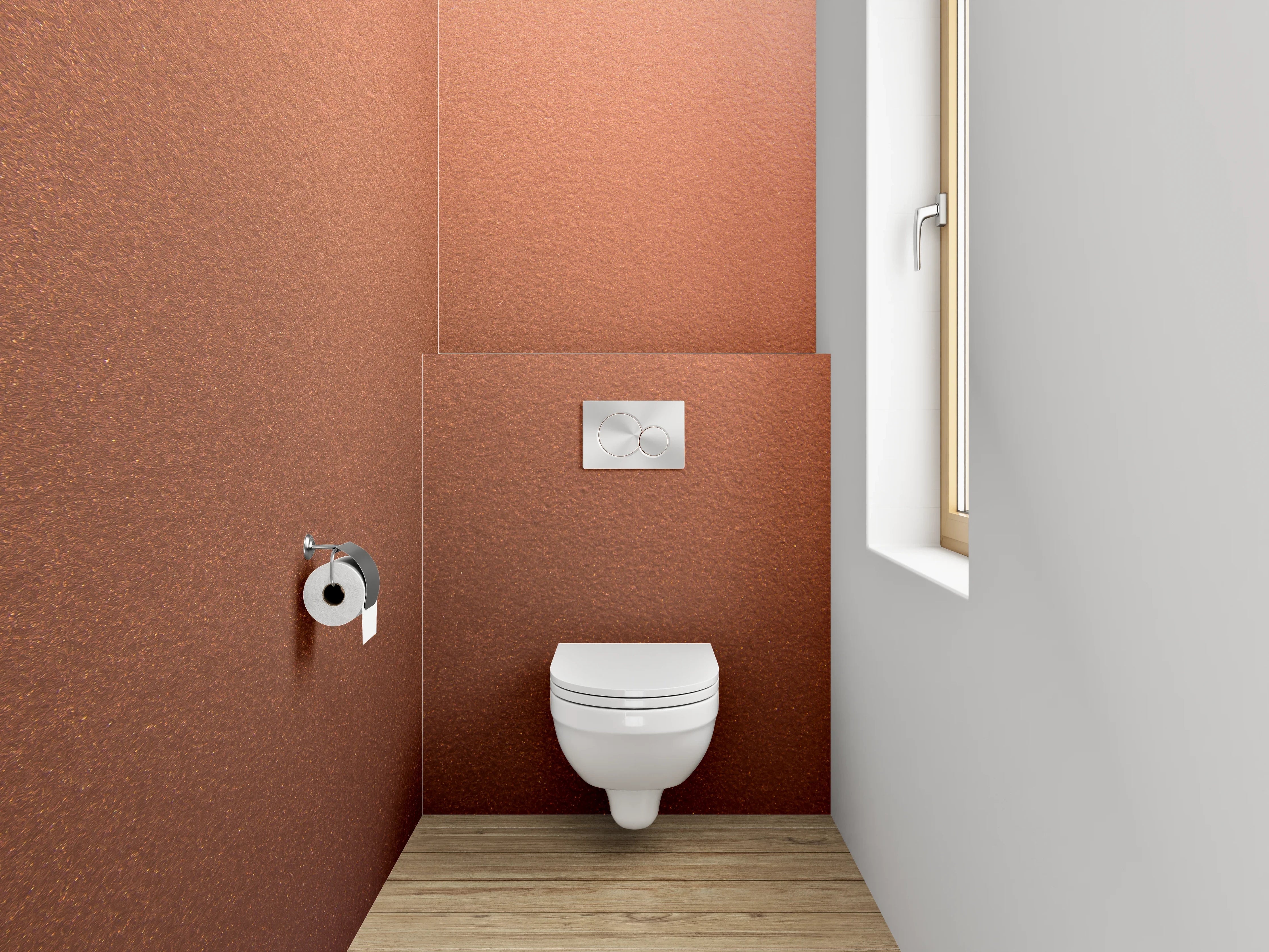 WC-Rückwand - Kupferfarbene Struktur Oberfläche