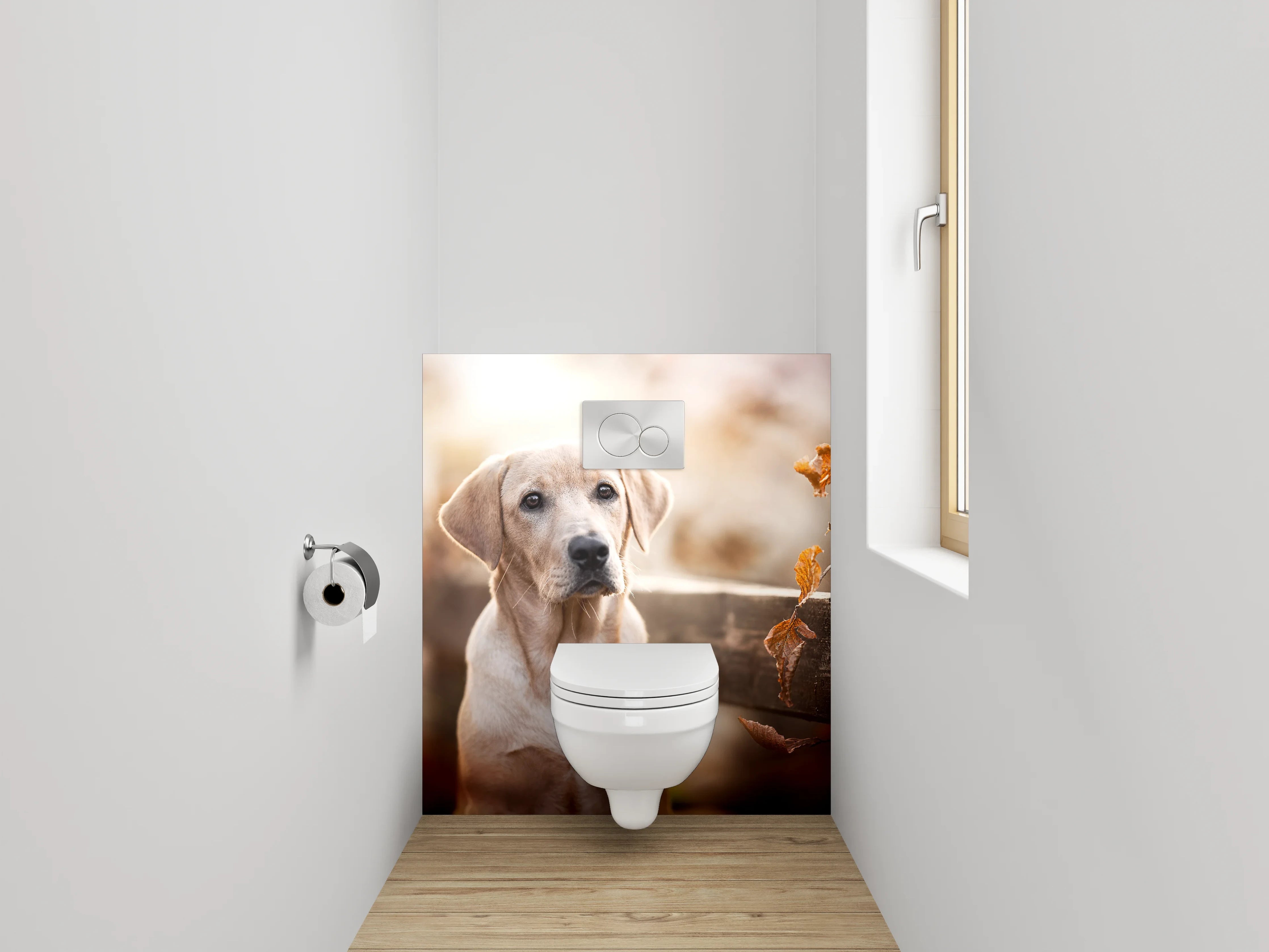WC-Rückwand - Labrador im Herbst – Hundeportrait
