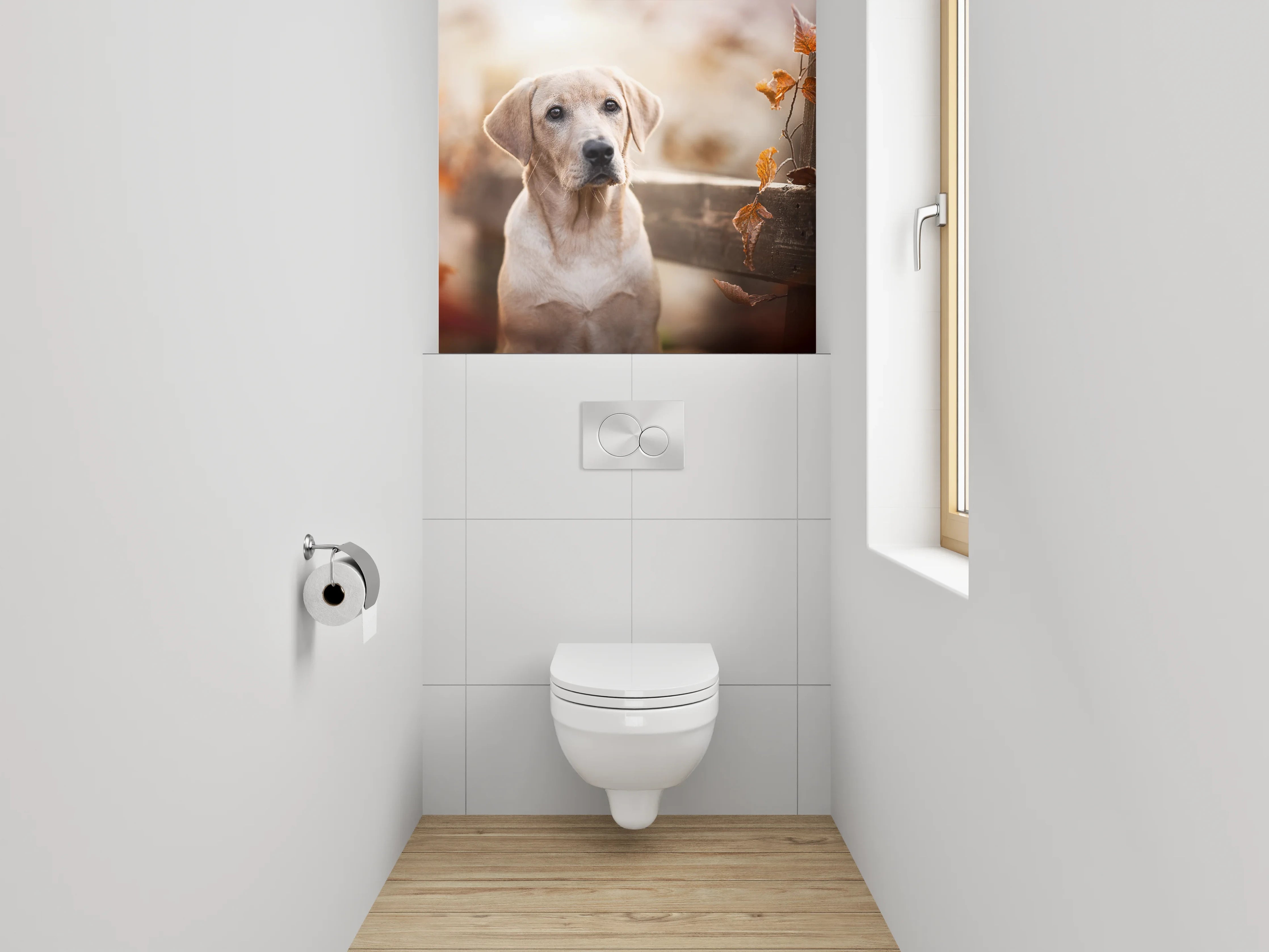 WC-Rückwand - Labrador im Herbst – Hundeportrait