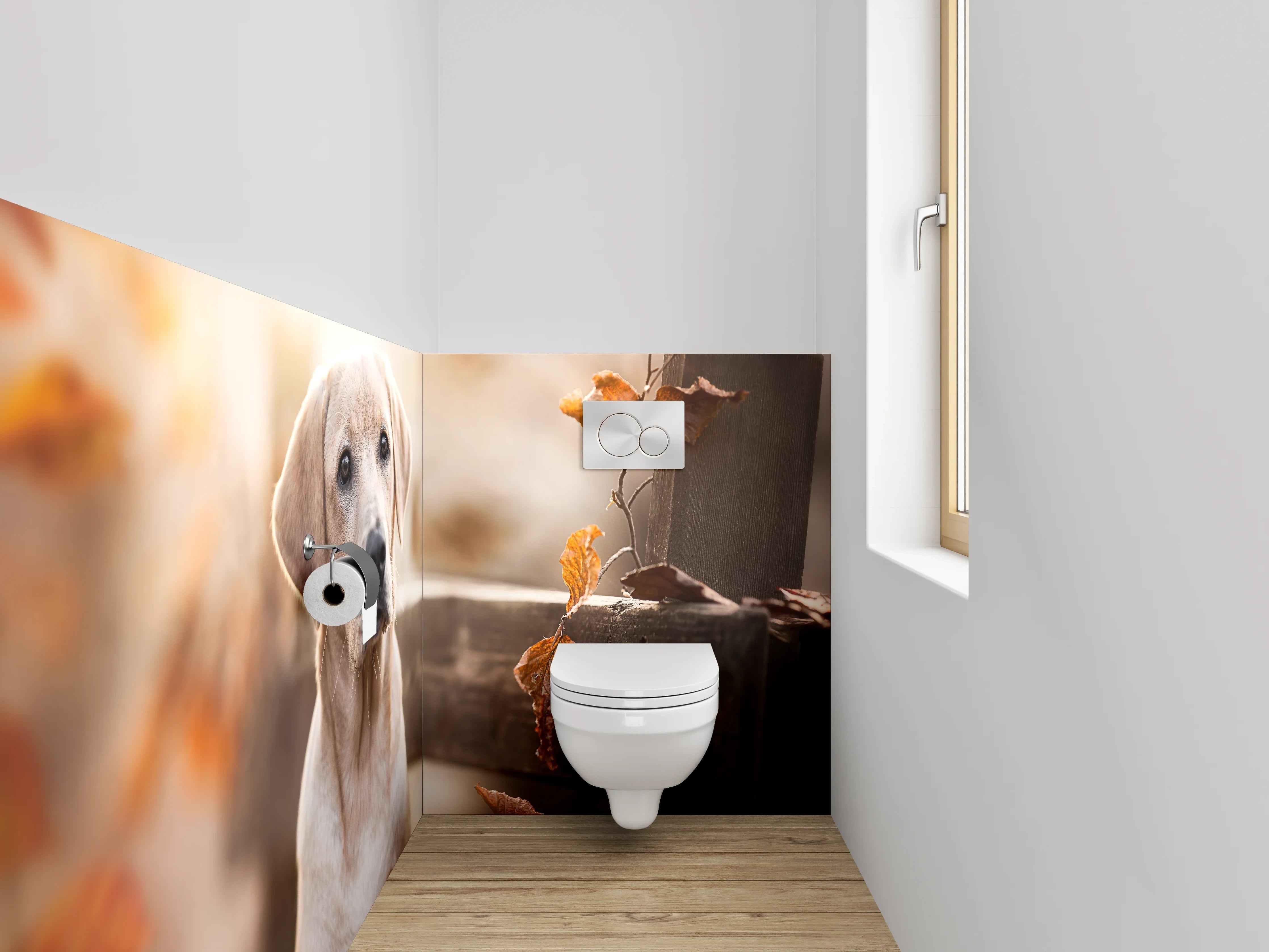WC-Rückwand - Labrador im Herbst – Hundeportrait