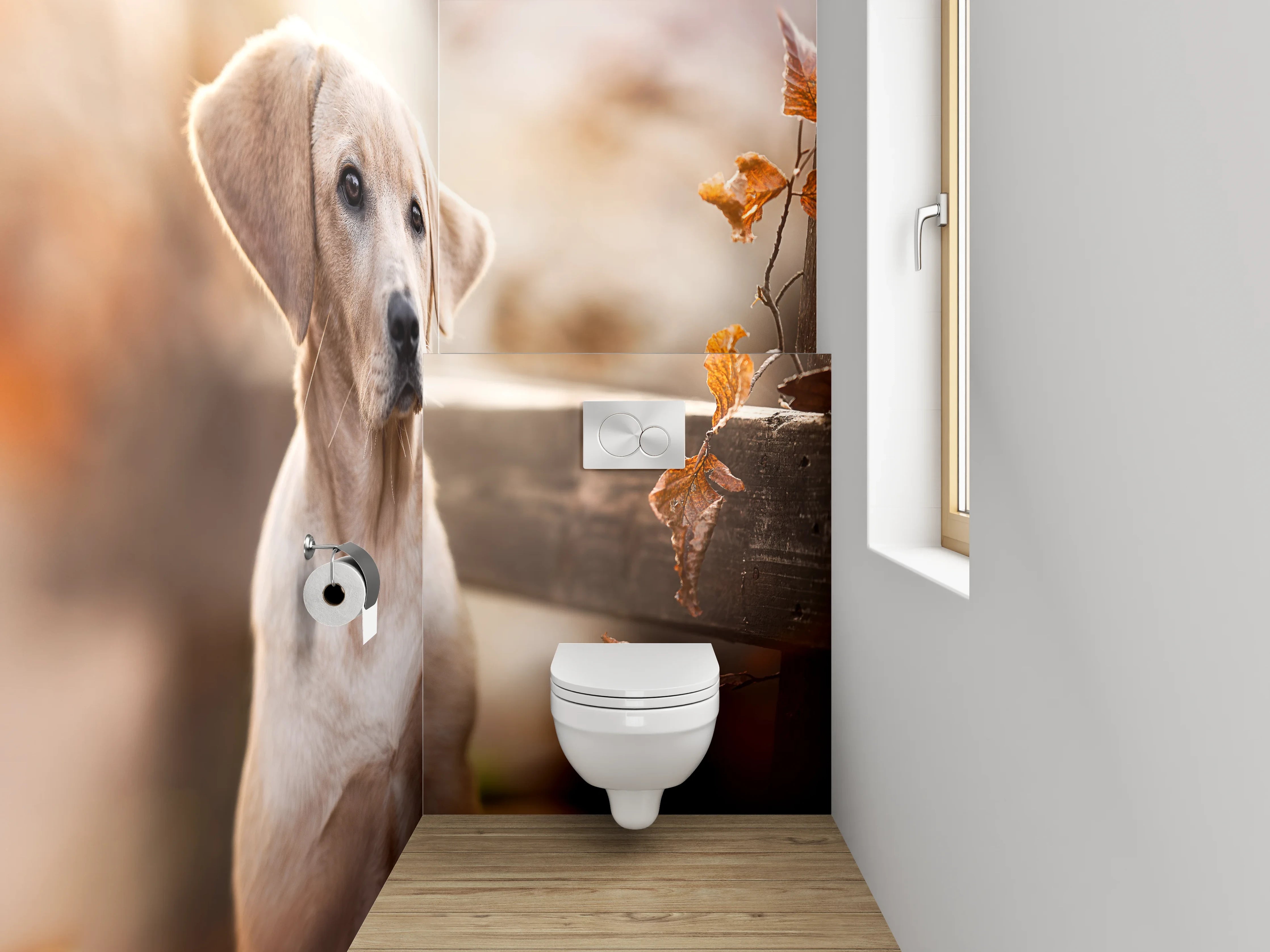 WC-Rückwand - Labrador im Herbst – Hundeportrait