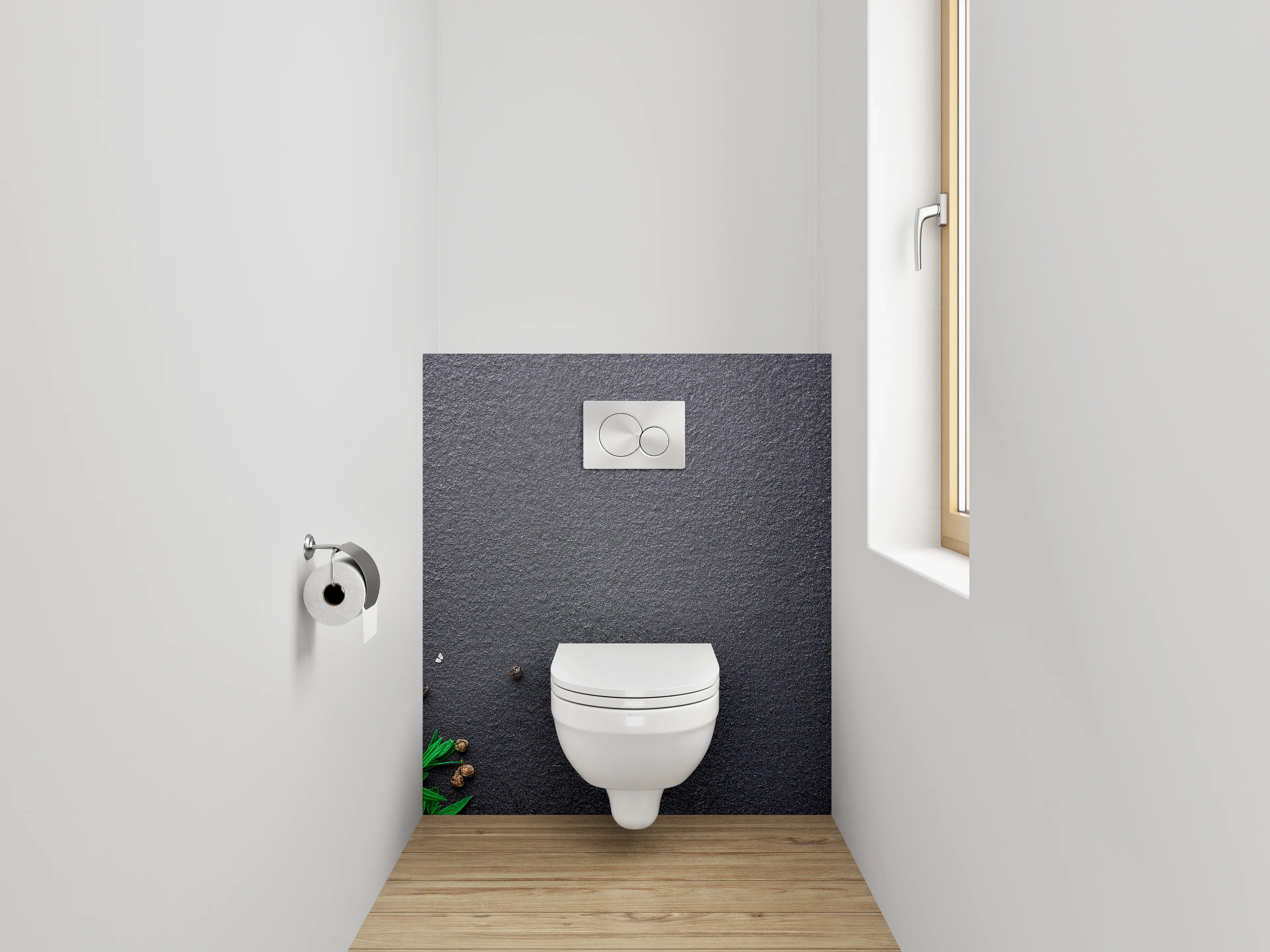 WC-Rückwand - Lachs-Steaks auf schwarzem Hintergrund