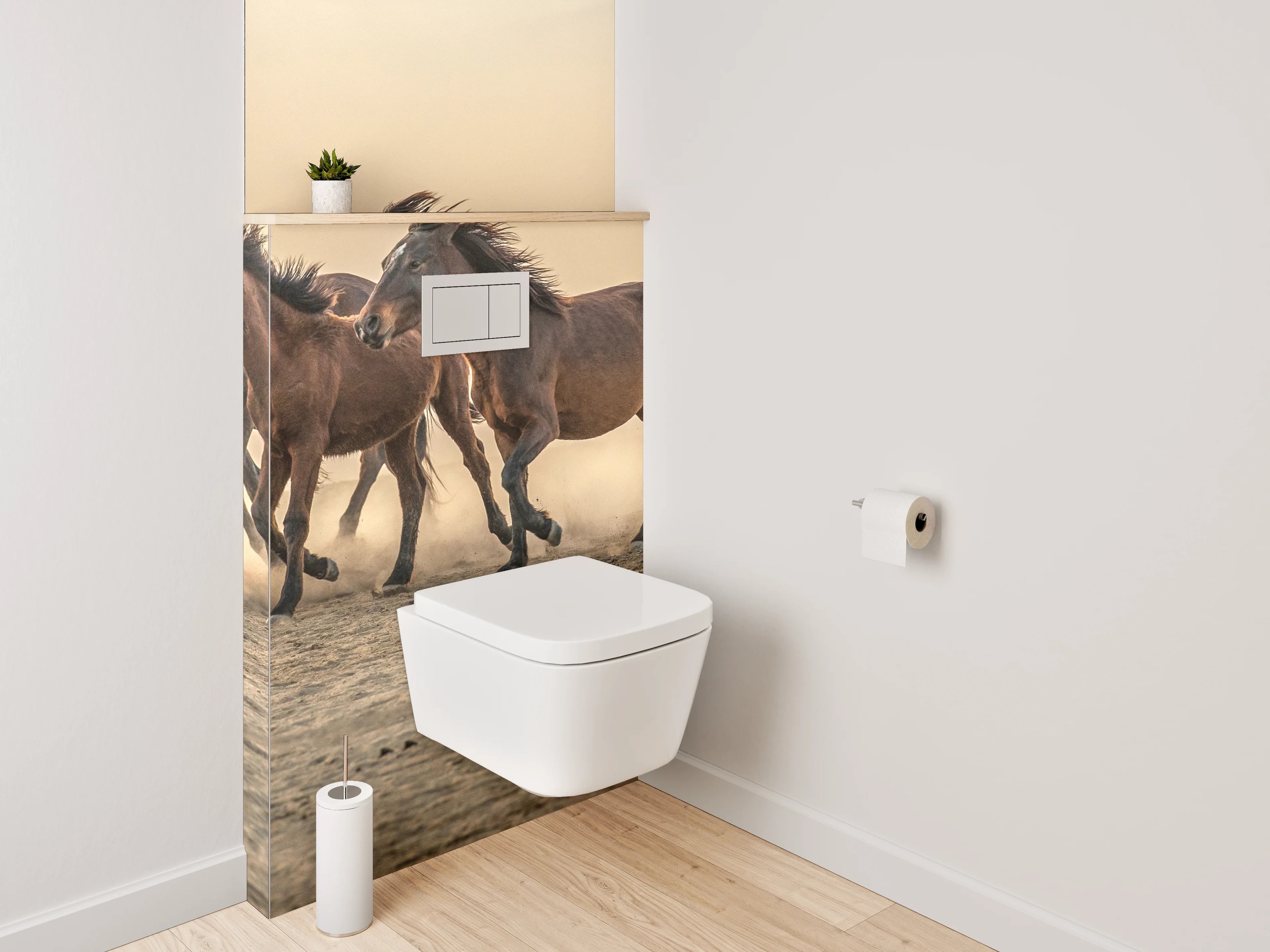 WC-Rückwand - Laufende Wildpferde Steppe Naturfoto