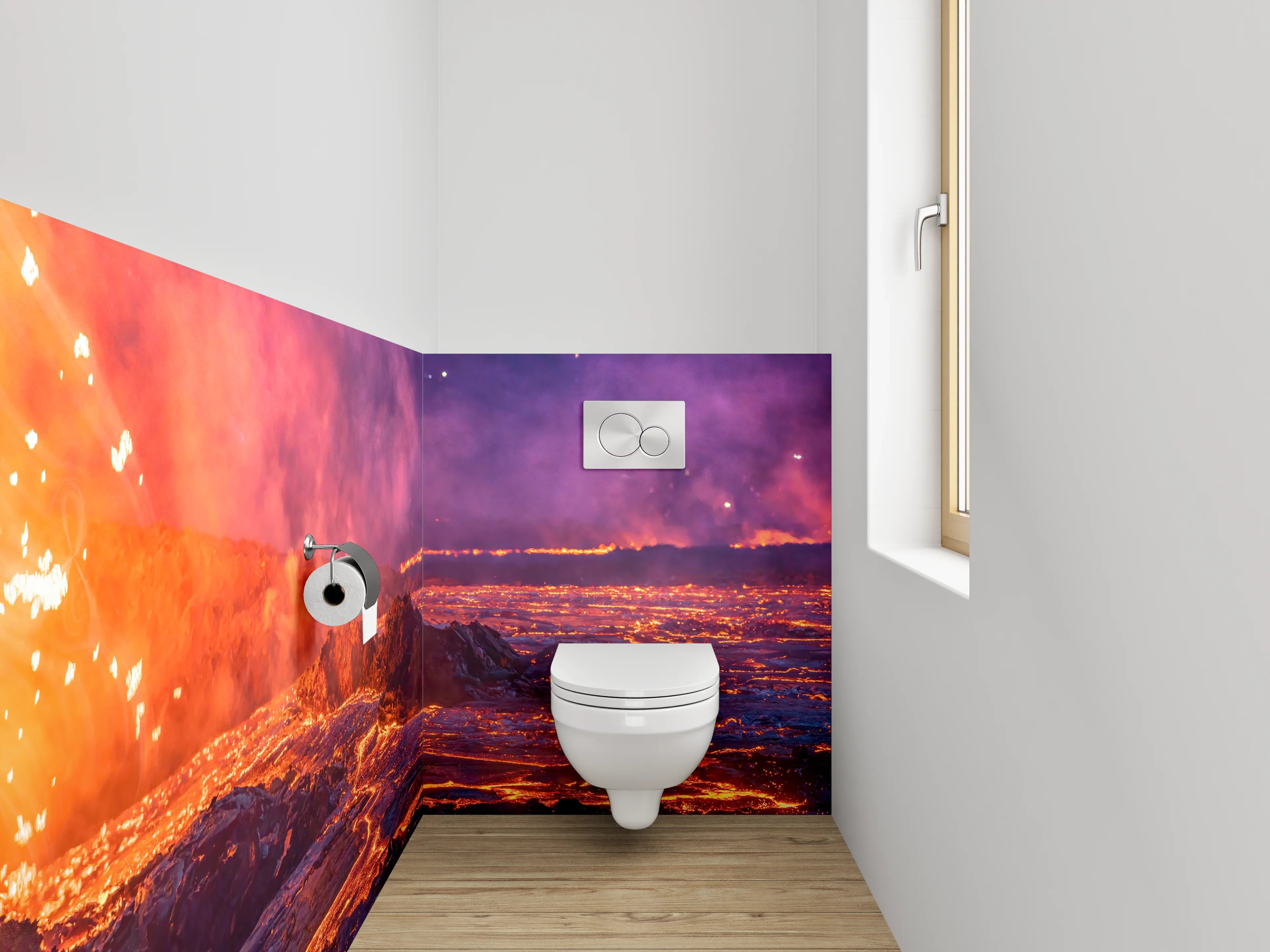 WC-Rückwand - Lavafluss Vulkan Landschaft Fotomotiv