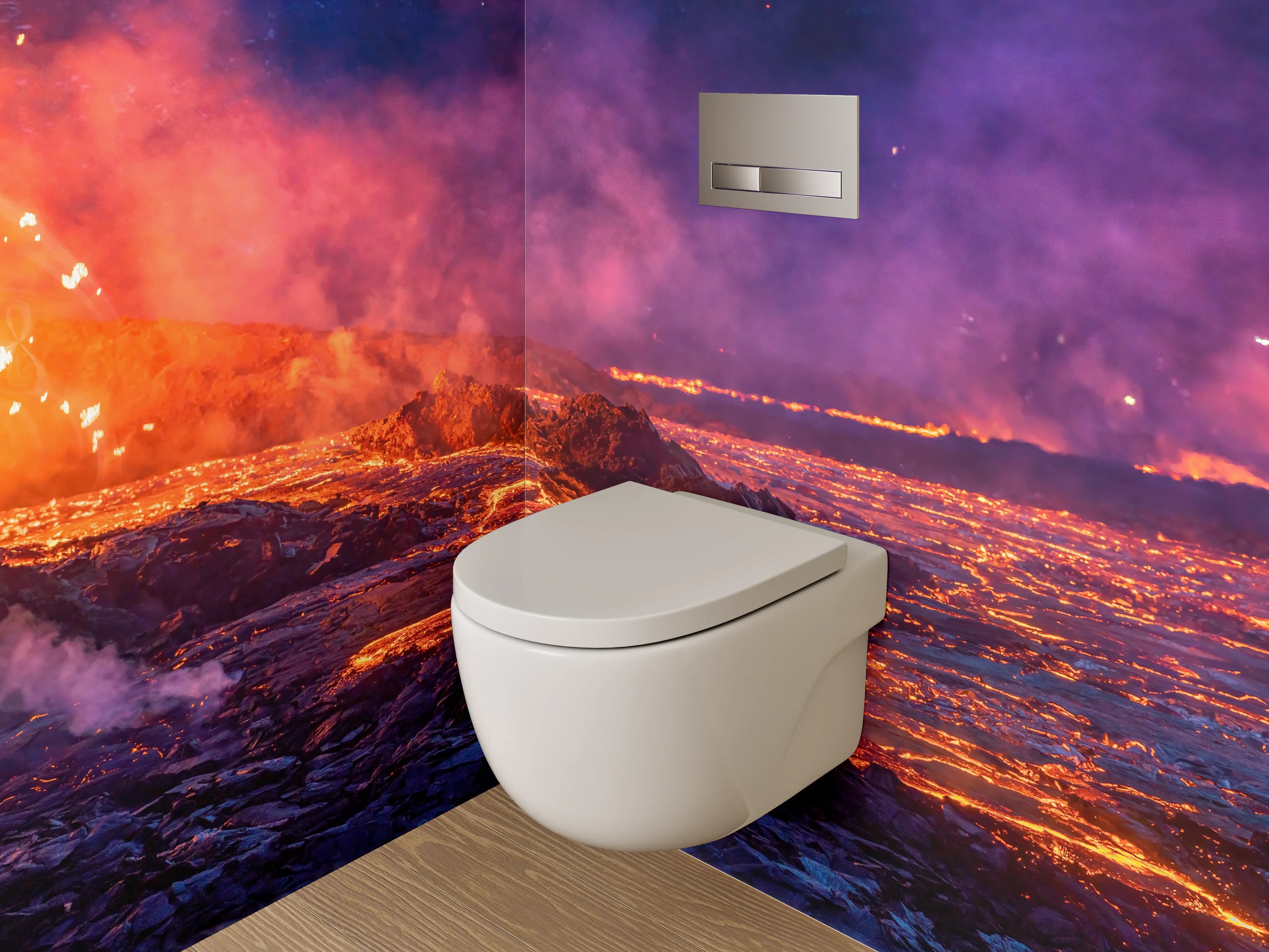 WC-Rückwand - Lavafluss Vulkan Landschaft Fotomotiv