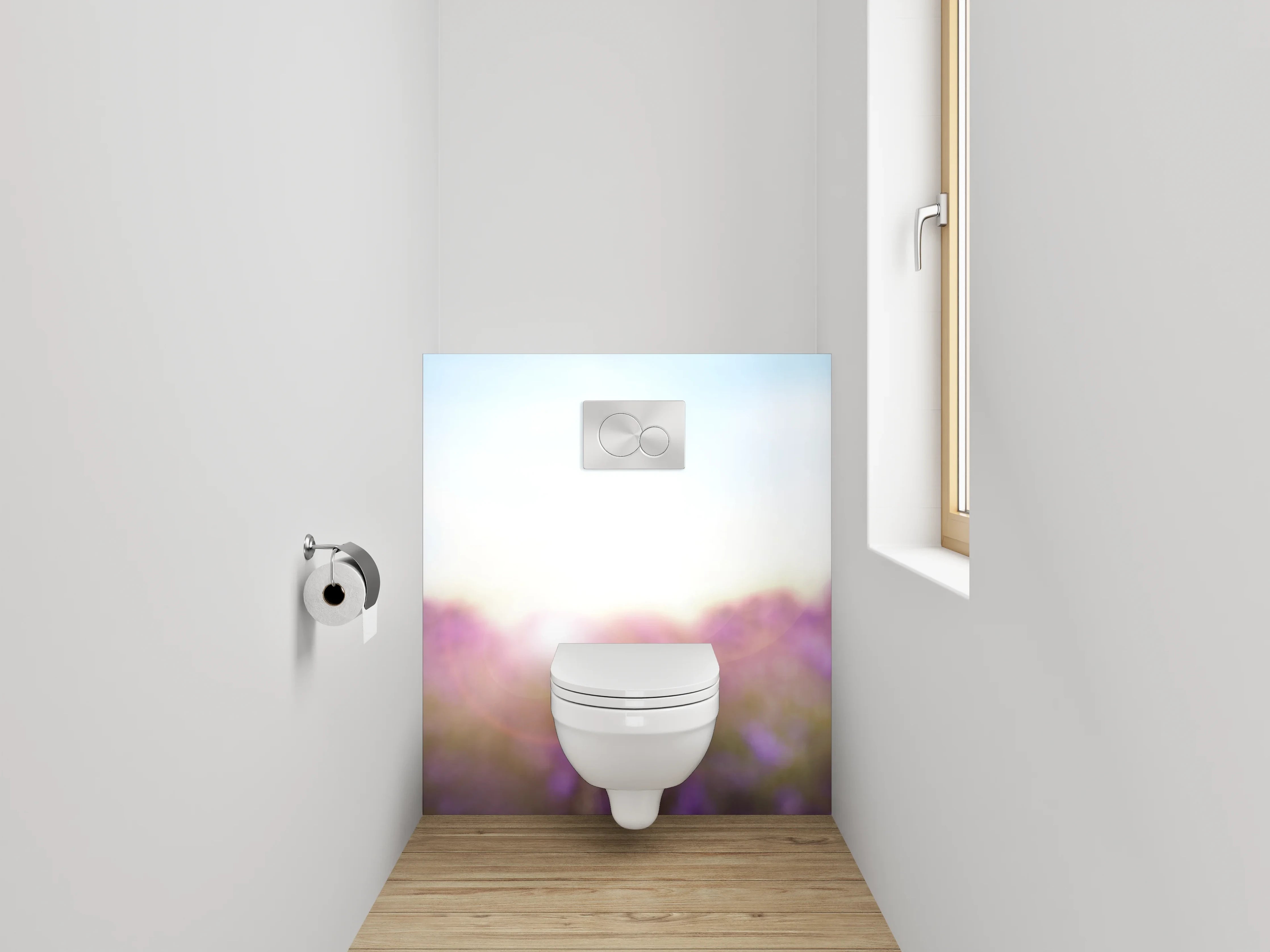 WC-Rückwand - Lavendelfeld Sonnenaufgang Landschaft