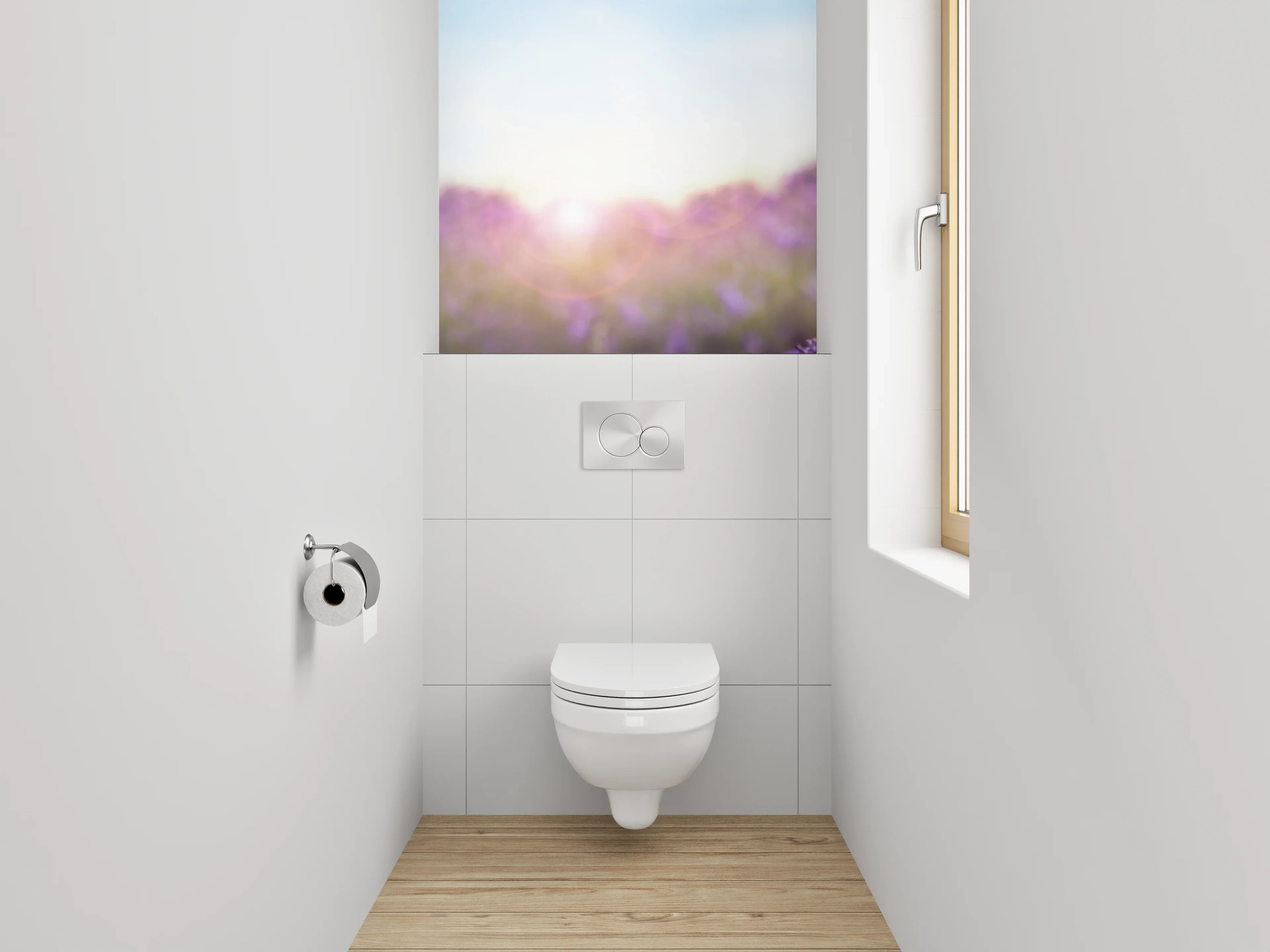 WC-Rückwand - Lavendelfeld Sonnenaufgang Landschaft