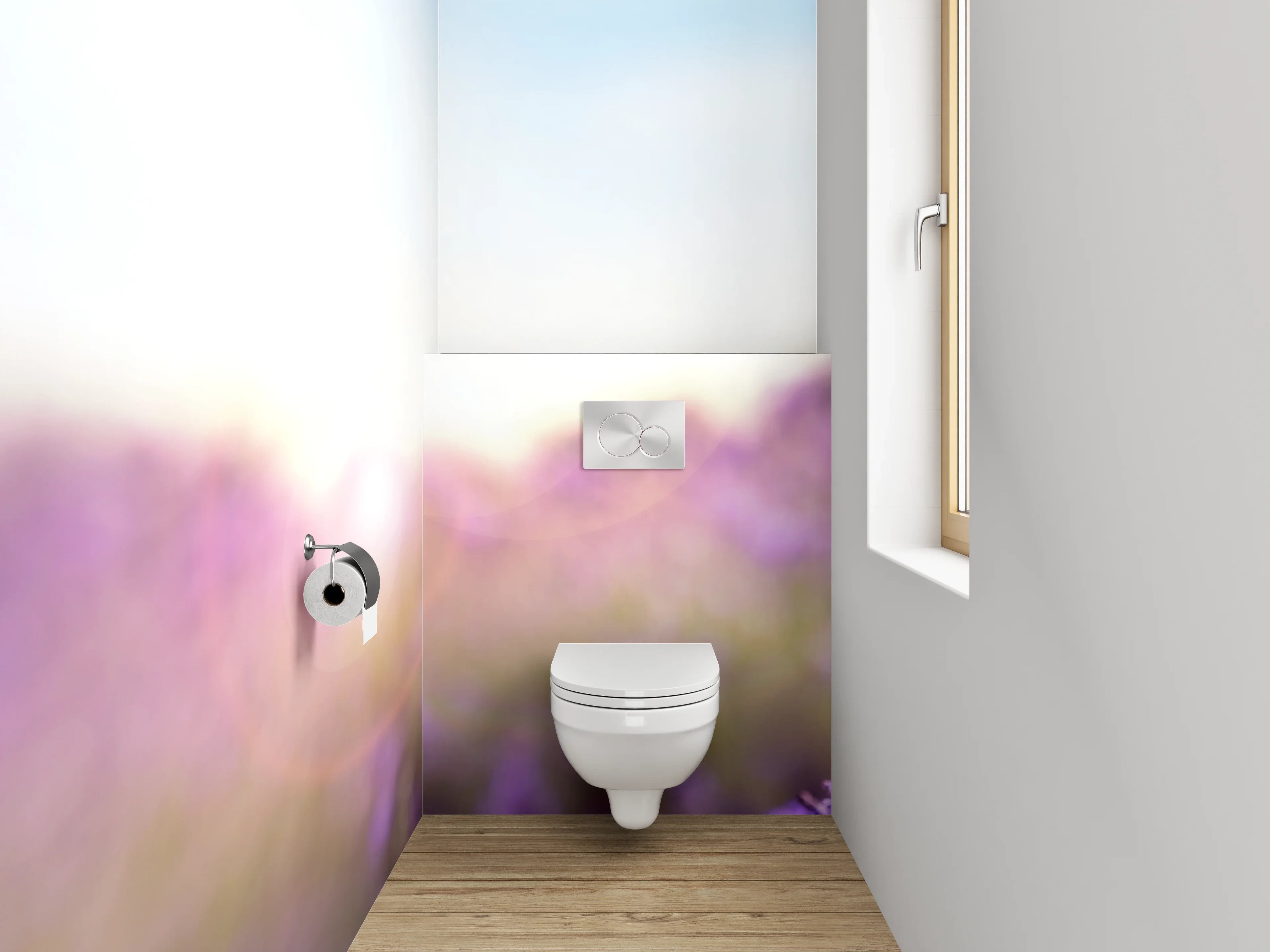 WC-Rückwand - Lavendelfeld Sonnenaufgang Landschaft