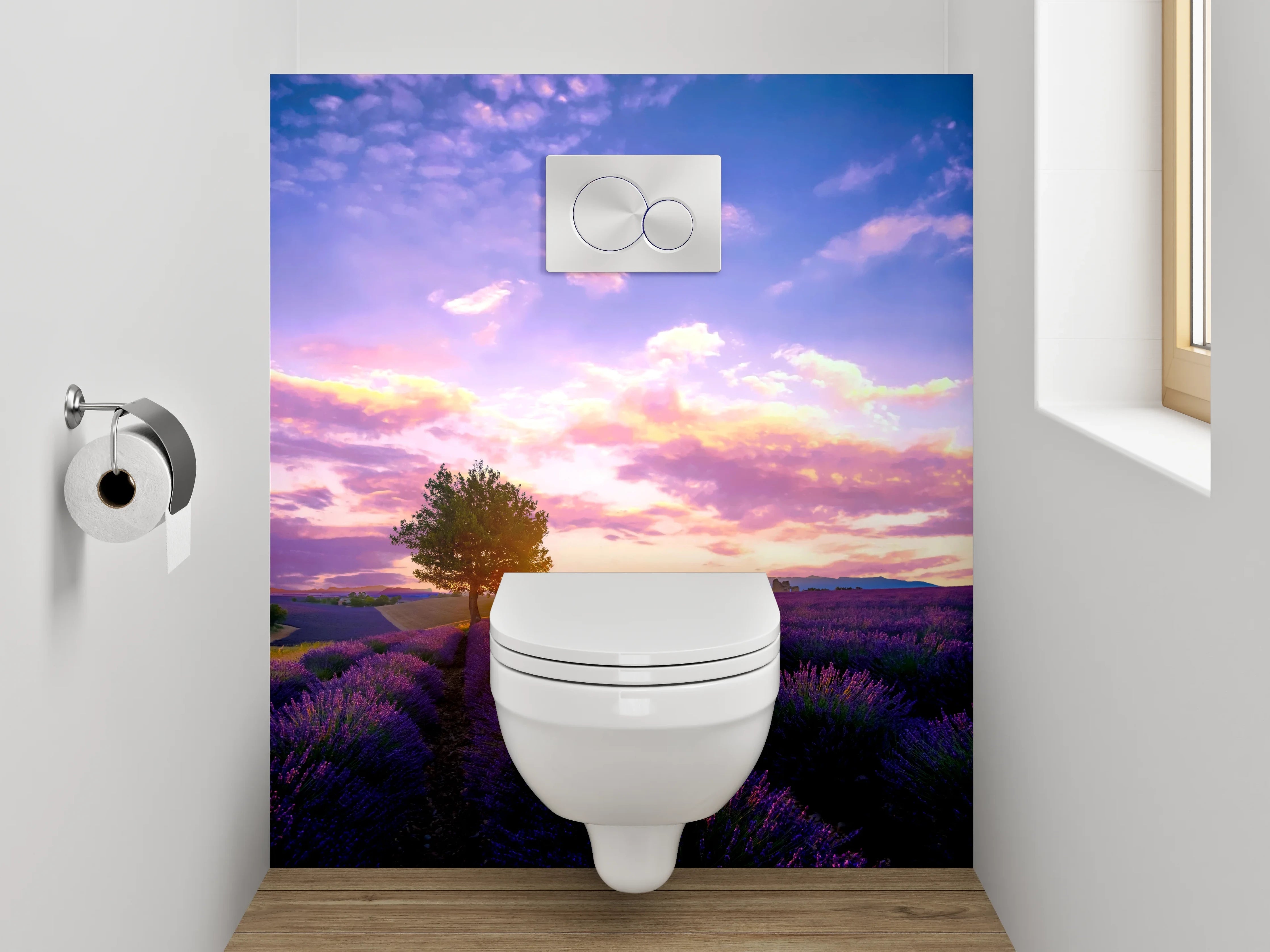 WC-Rückwand - Lavendelfeld Sonnenuntergang Provence