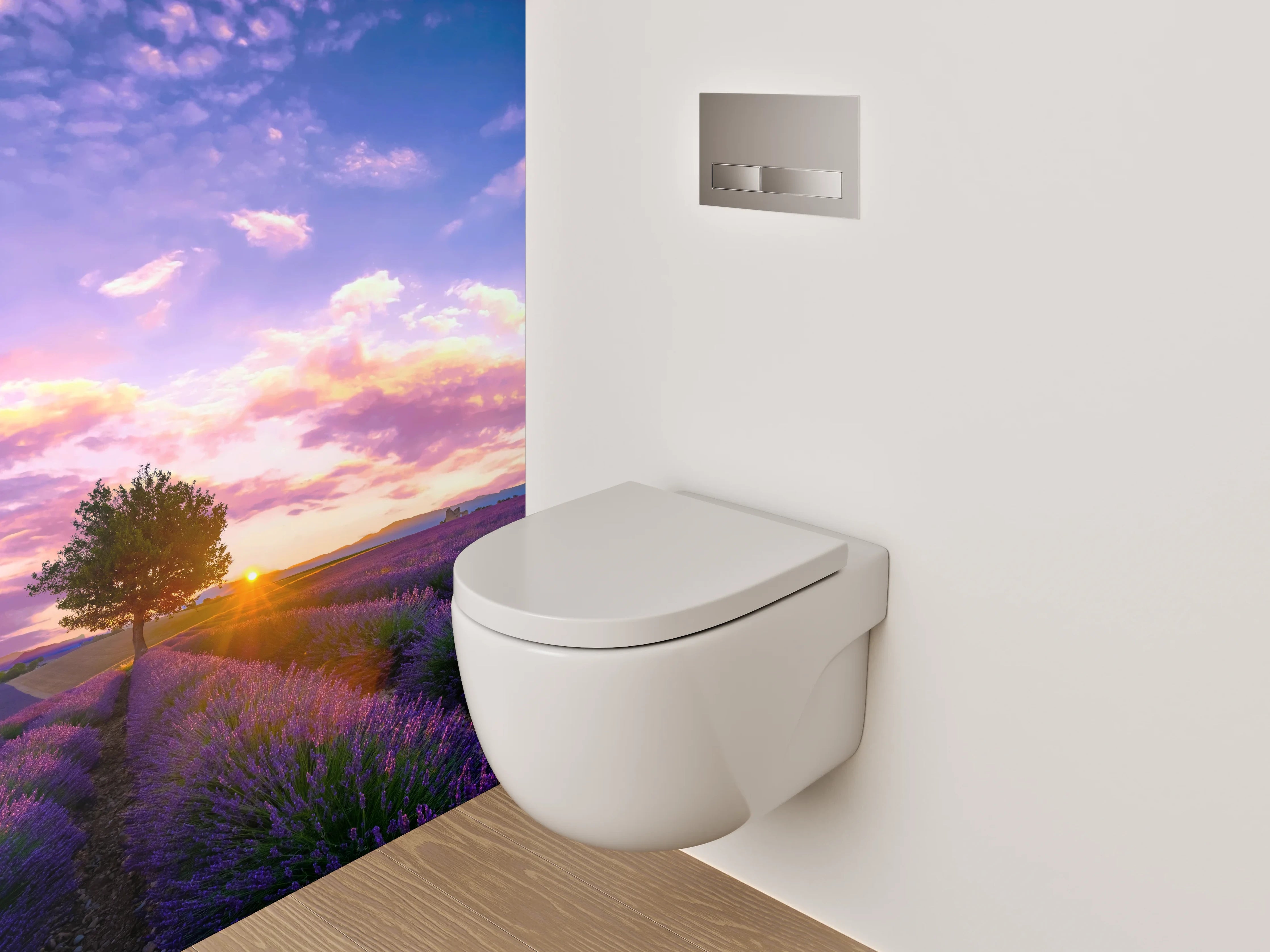 WC-Rückwand - Lavendelfeld Sonnenuntergang Provence