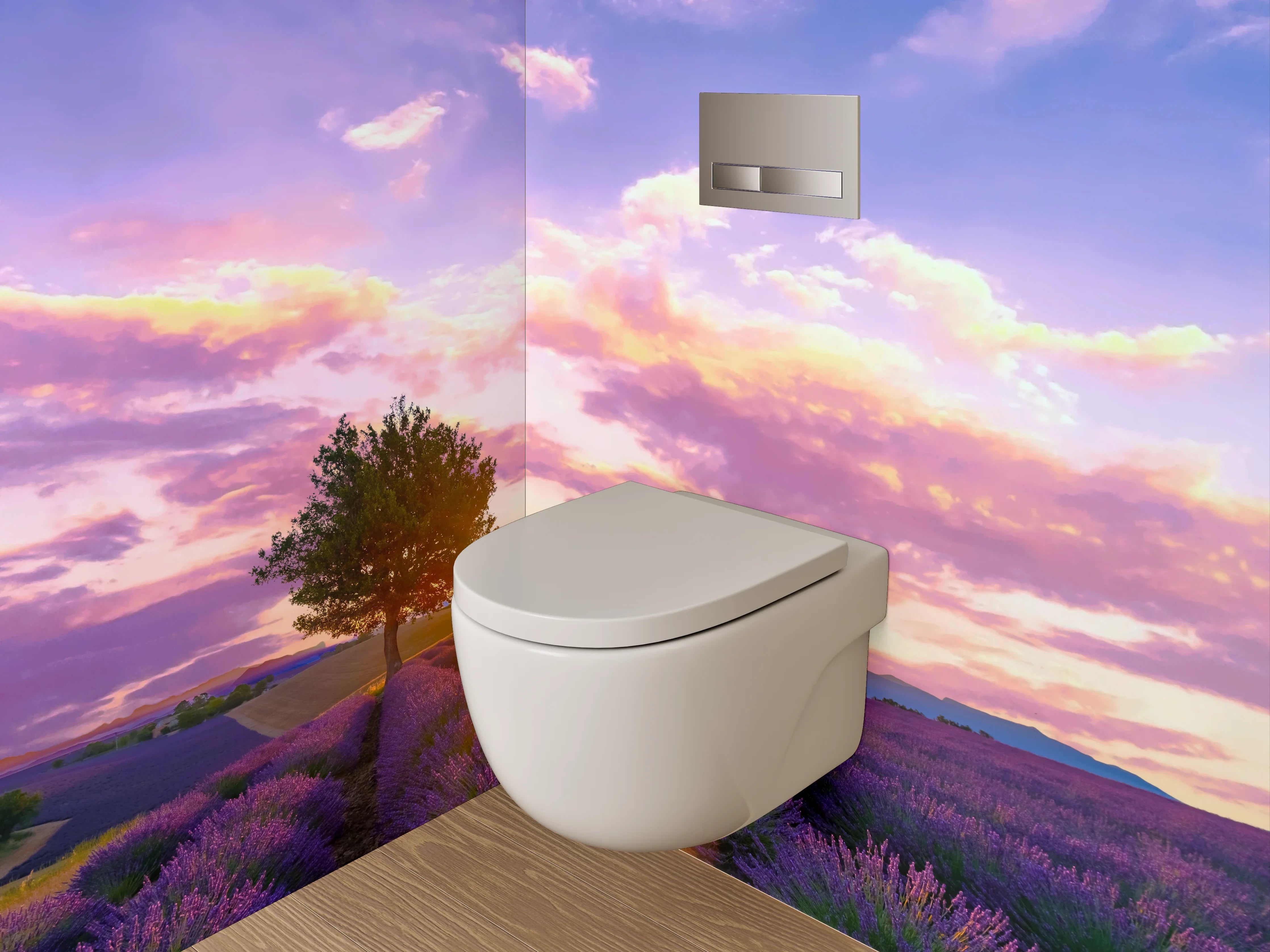 WC-Rückwand - Lavendelfeld Sonnenuntergang Provence