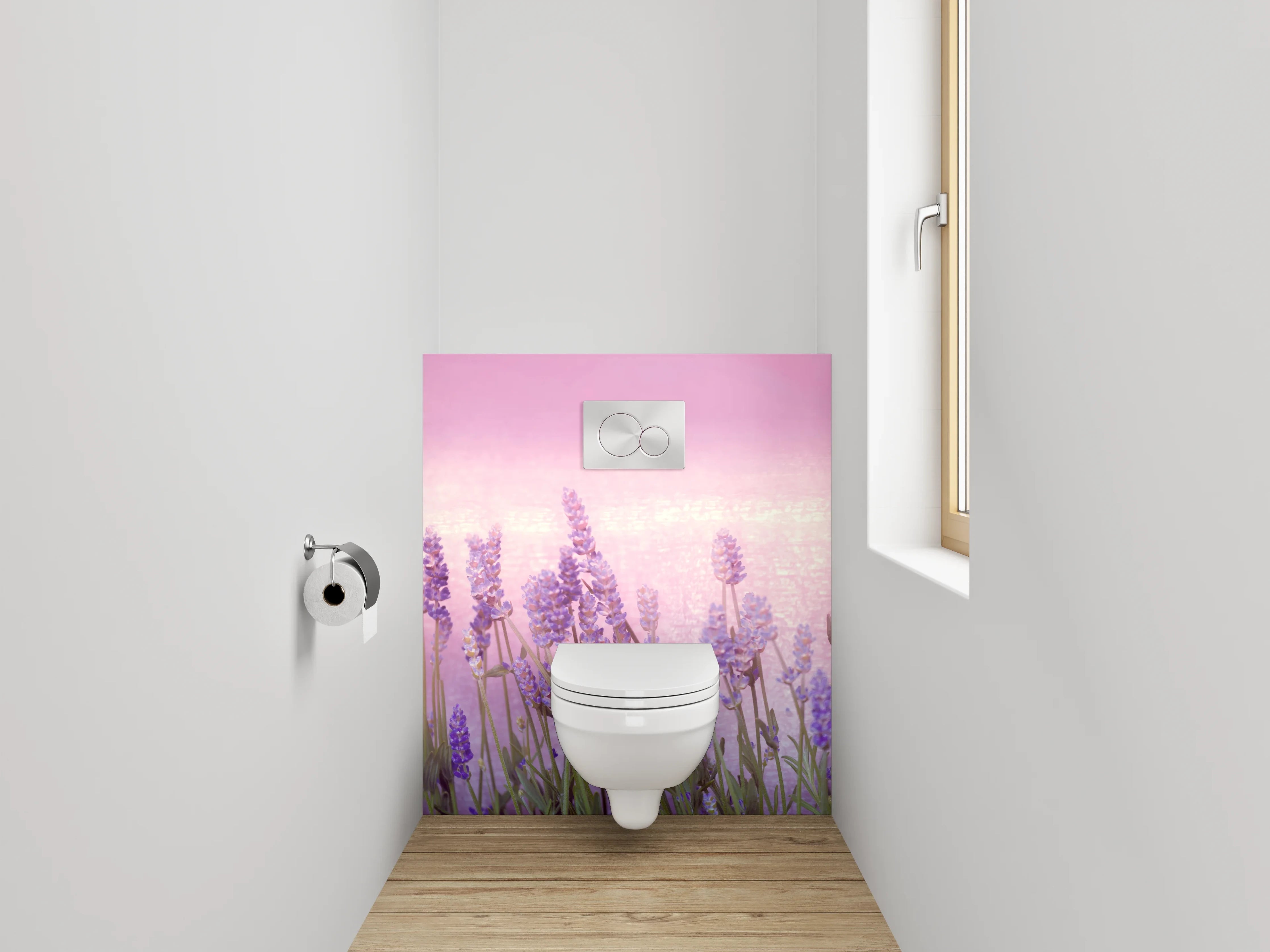 WC-Rückwand - Lavendelwiese Aquarell Pastell