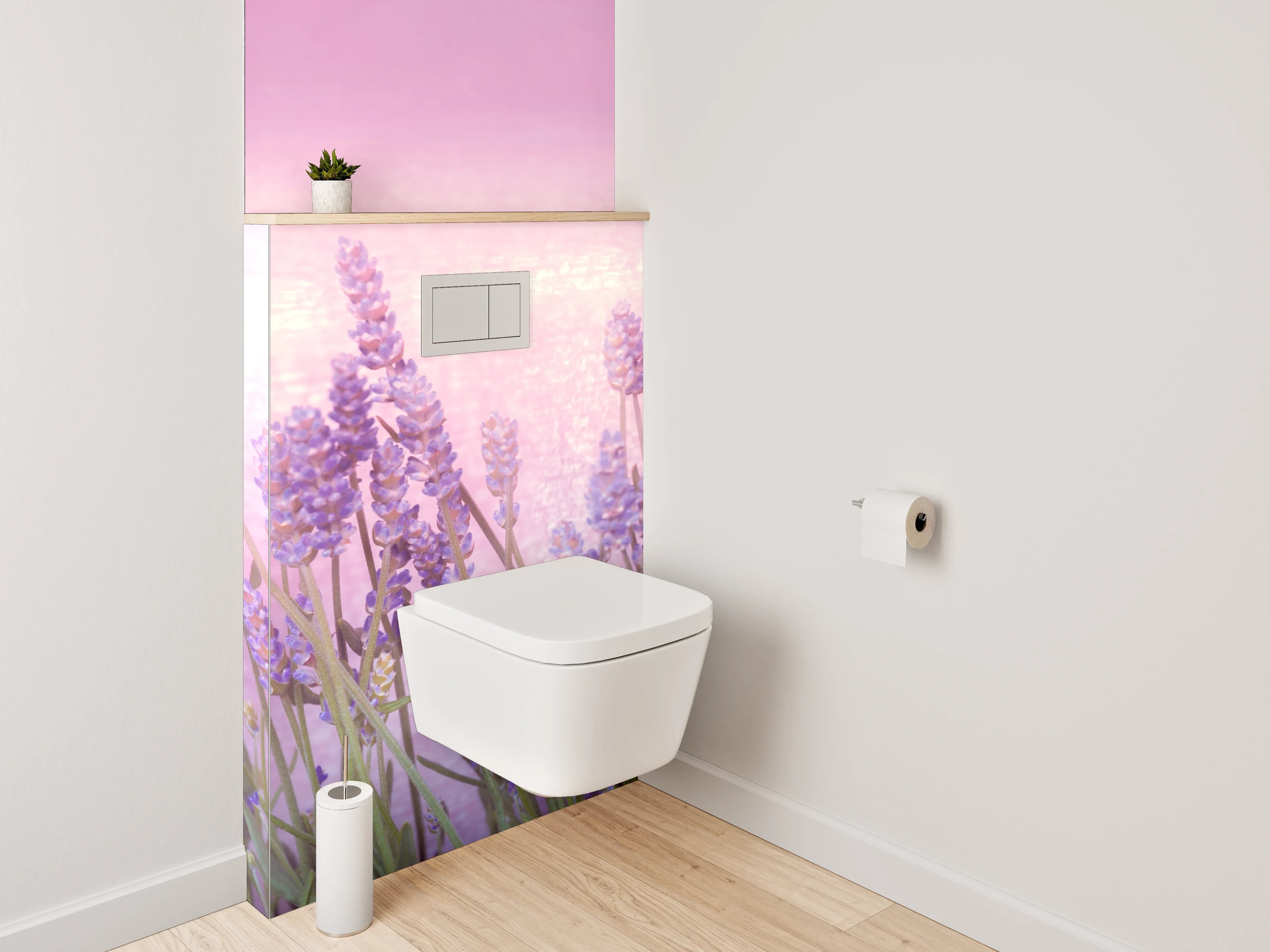 WC-Rückwand - Lavendelwiese Aquarell Pastell