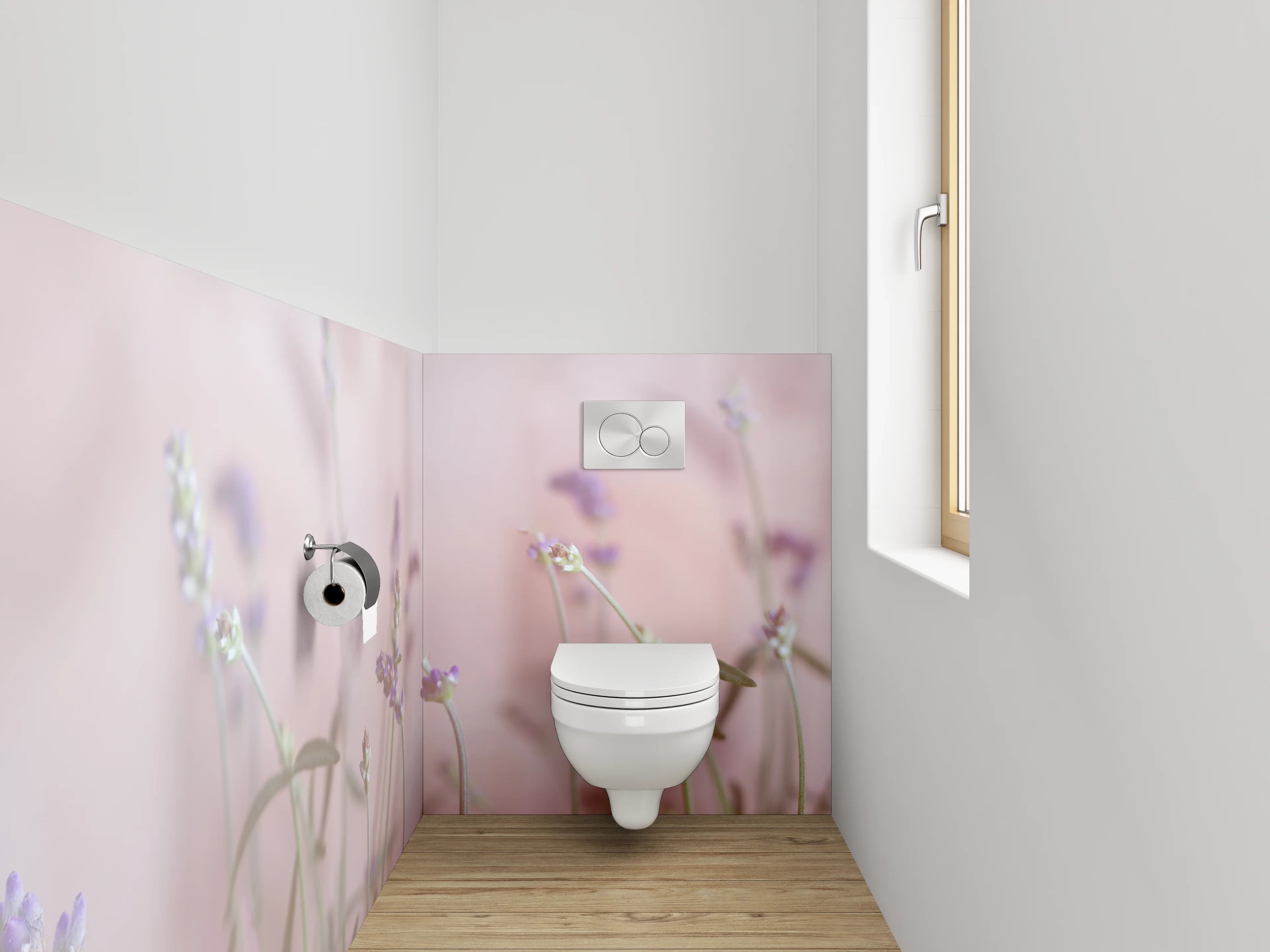 WC-Rückwand - Lavendelwiese Pastell Aquarell